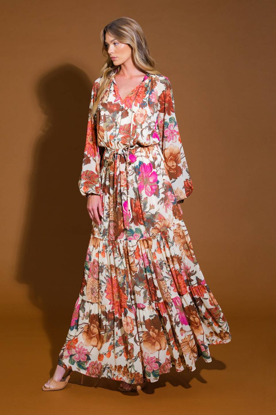 VESTIDO MAXI DE TECIDO TECIDO "VIVENDO MINHA MELHOR VIDA"