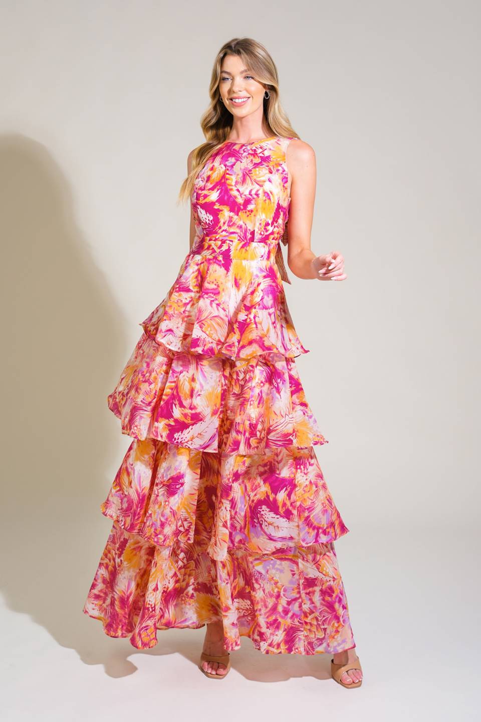 VESTIDO MAXI TECIDO PARADISE PALMS