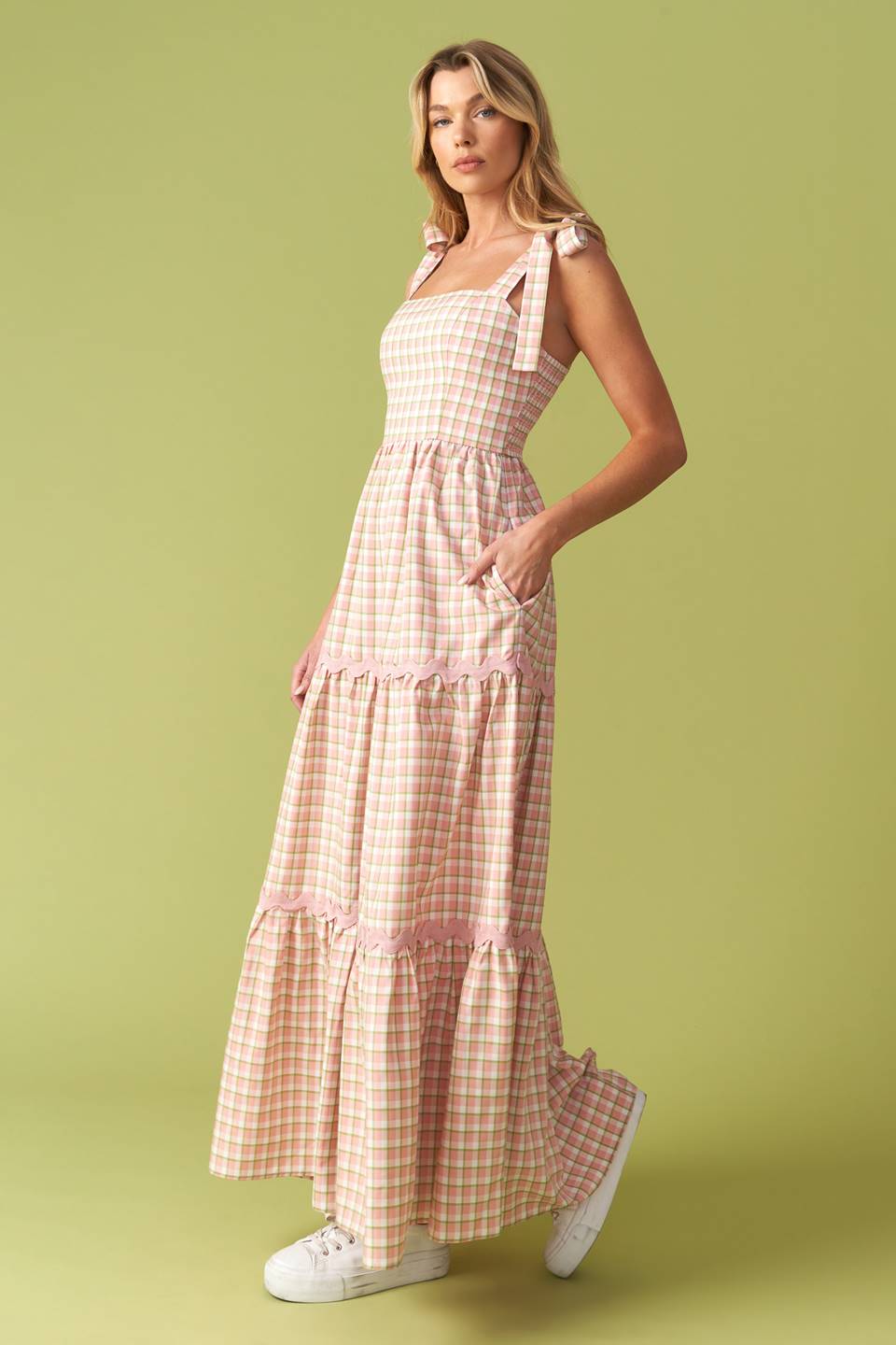 IMAGINE THAT GREEN PINK PLAID MIDI DRESS - MaraFormigone