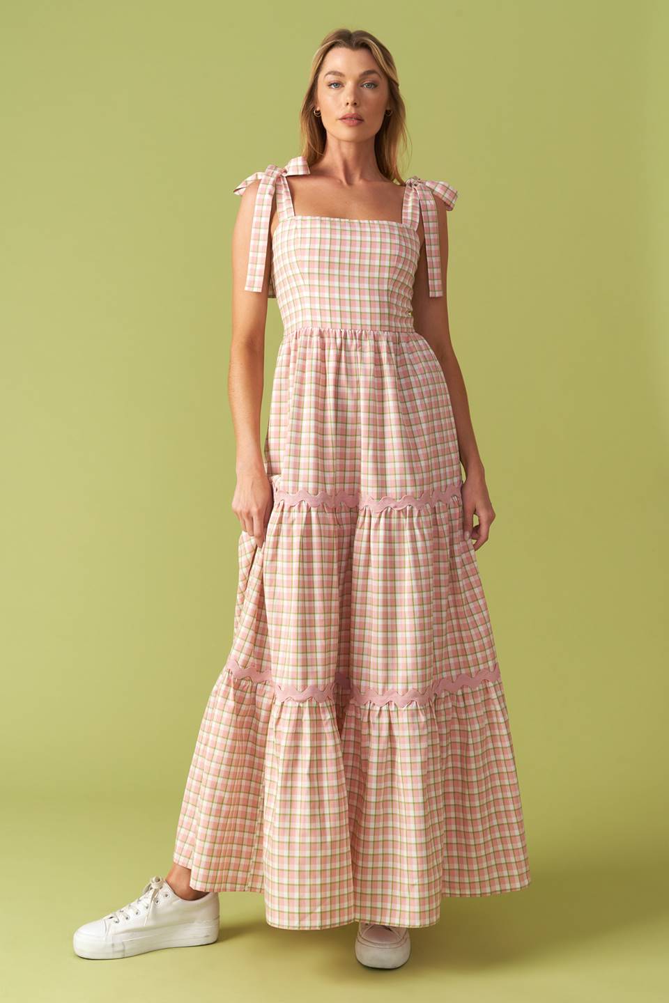 IMAGINE THAT GREEN PINK PLAID MIDI DRESS - MaraFormigone