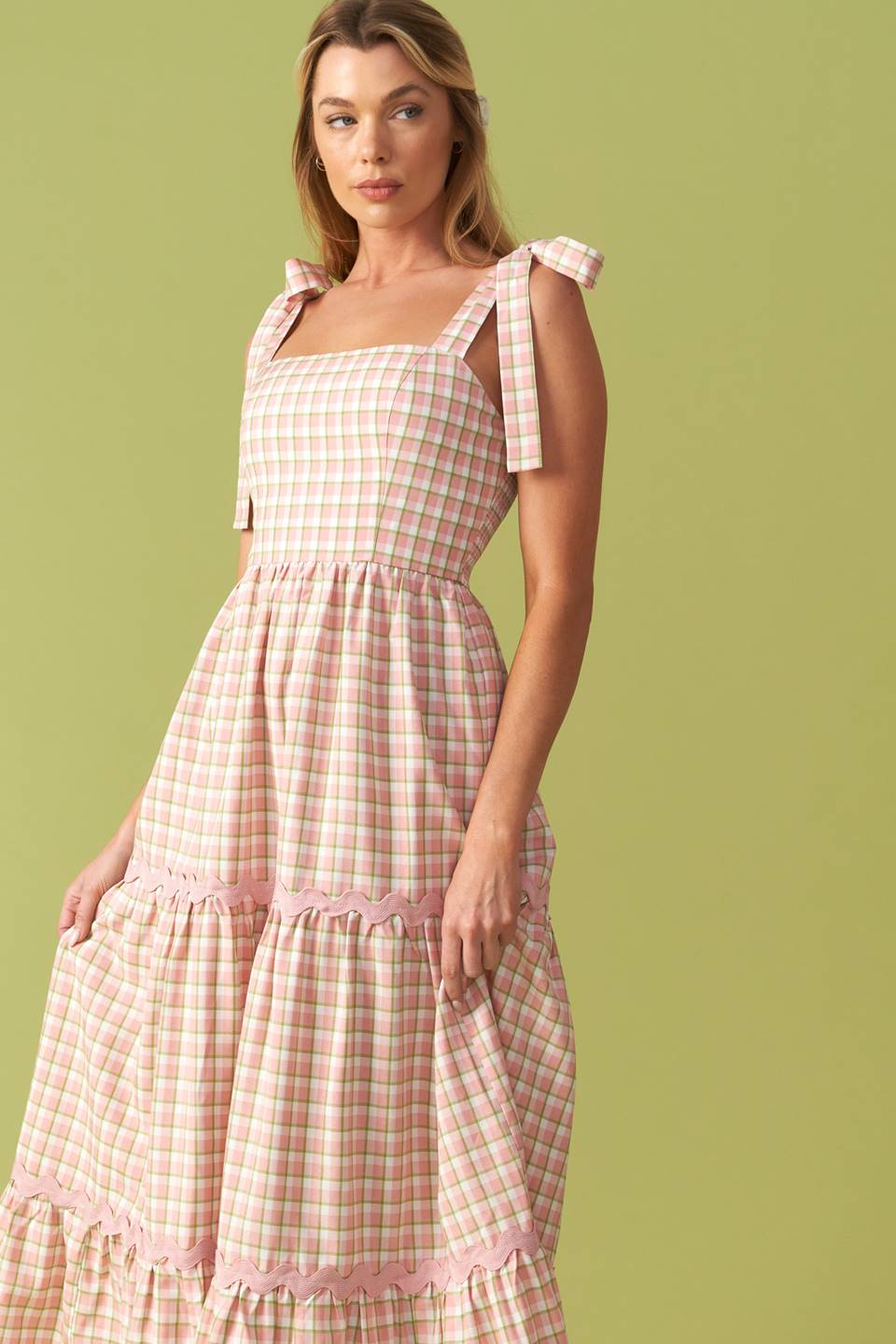 IMAGINE THAT GREEN PINK PLAID MIDI DRESS - MaraFormigone