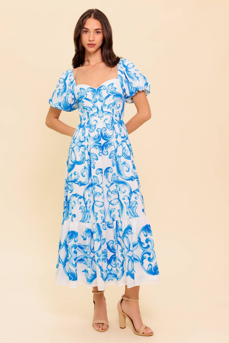 A WORK OF ART BLUE WOVEN MIDI DRESS - MaraFormigone