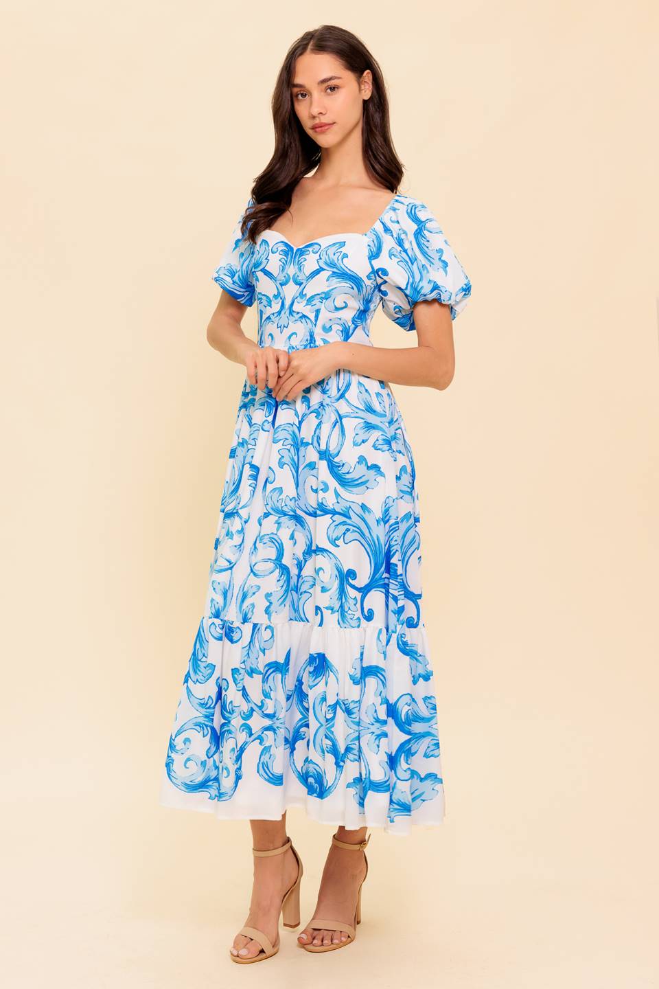 A WORK OF ART BLUE WOVEN MIDI DRESS - MaraFormigone