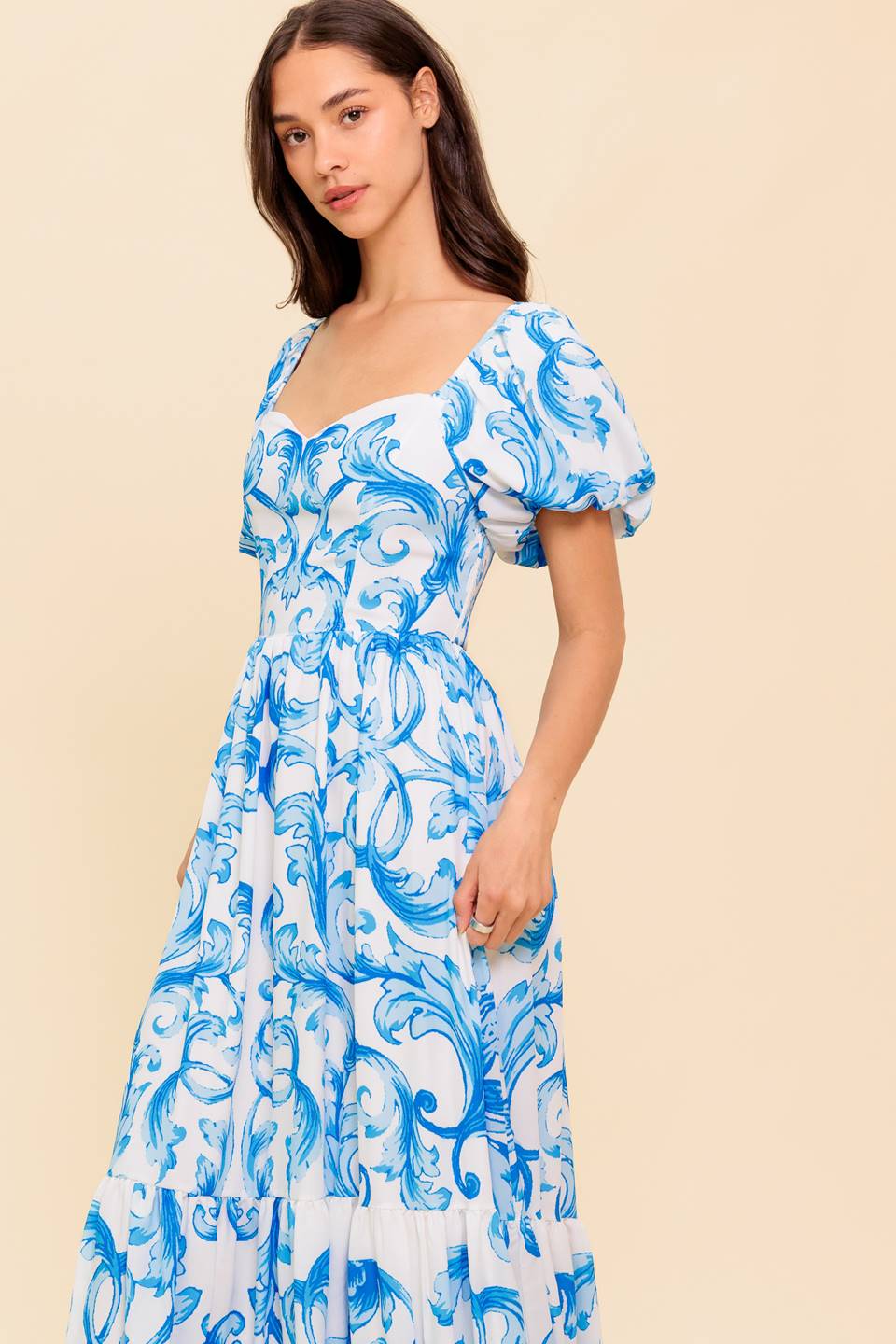 A WORK OF ART BLUE WOVEN MIDI DRESS - MaraFormigone