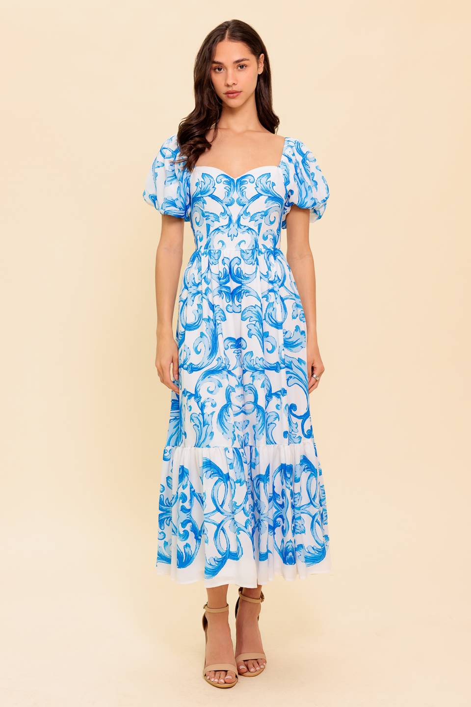A WORK OF ART BLUE WOVEN MIDI DRESS - MaraFormigone