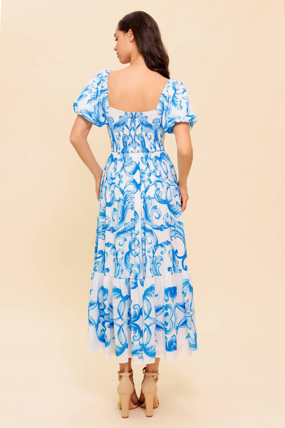 A WORK OF ART BLUE WOVEN MIDI DRESS - MaraFormigone