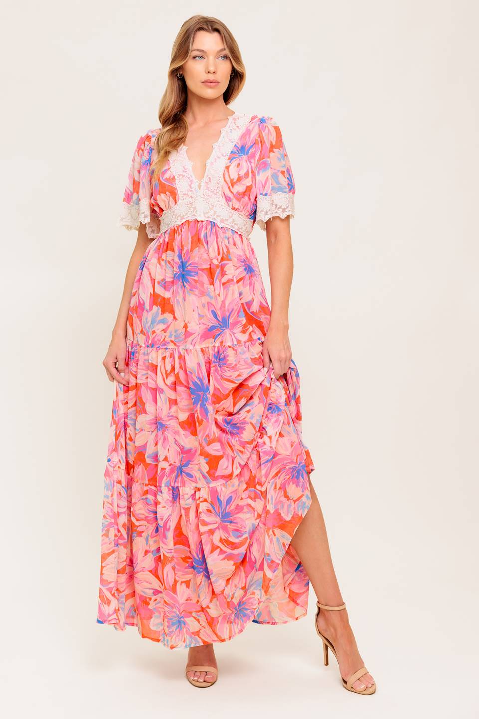 VESTIDO MAXI MINIMAL BLOOM EM TECIDO