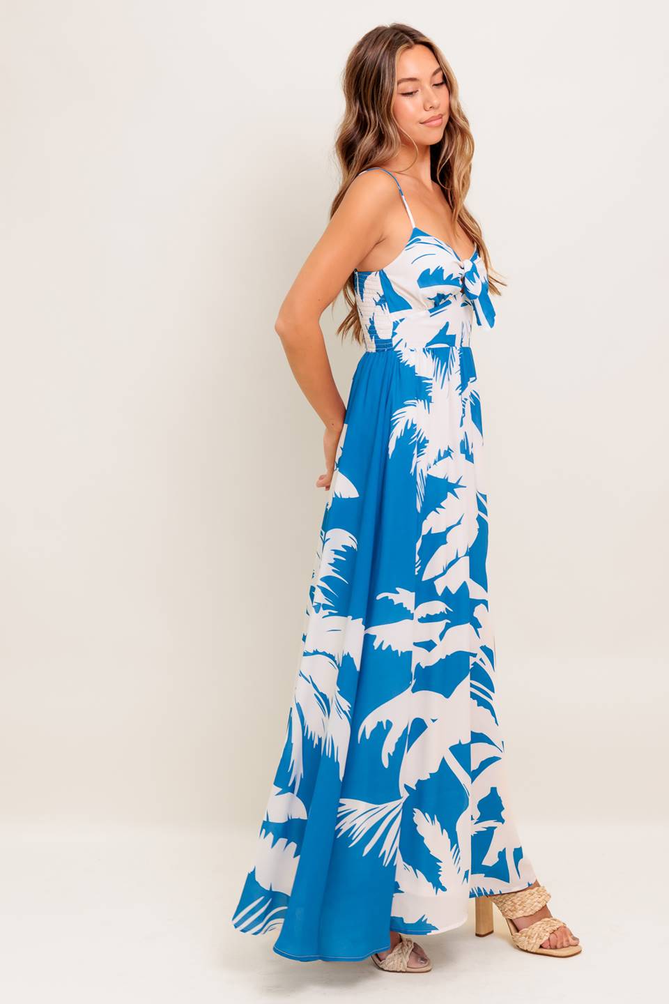 VESTIDO MAXI TECIDO AZUL MARINHO SLOW MORNINGS