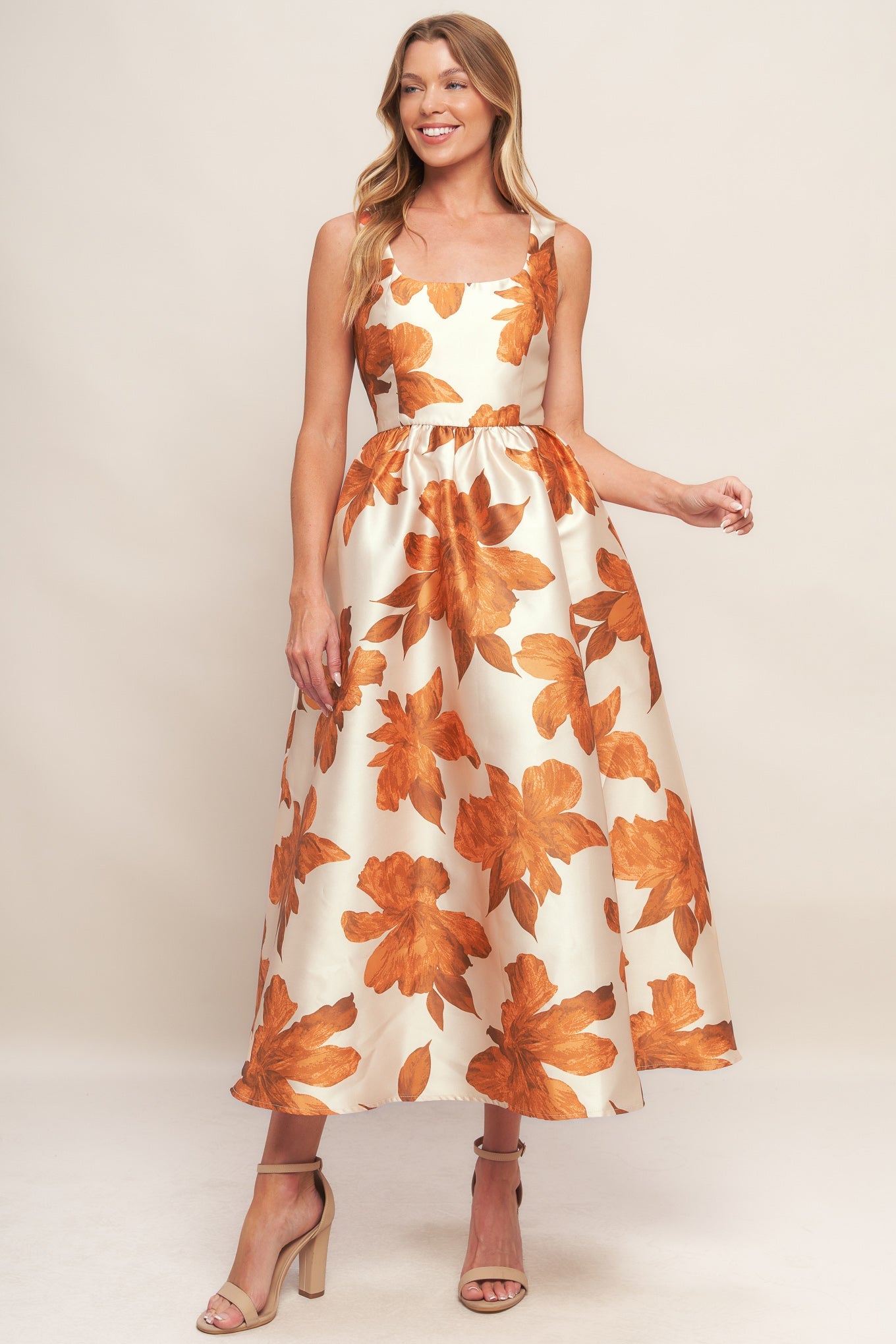 AUTUMNAL FLORAL WOVEN MIDI DRESS - MaraFormigone