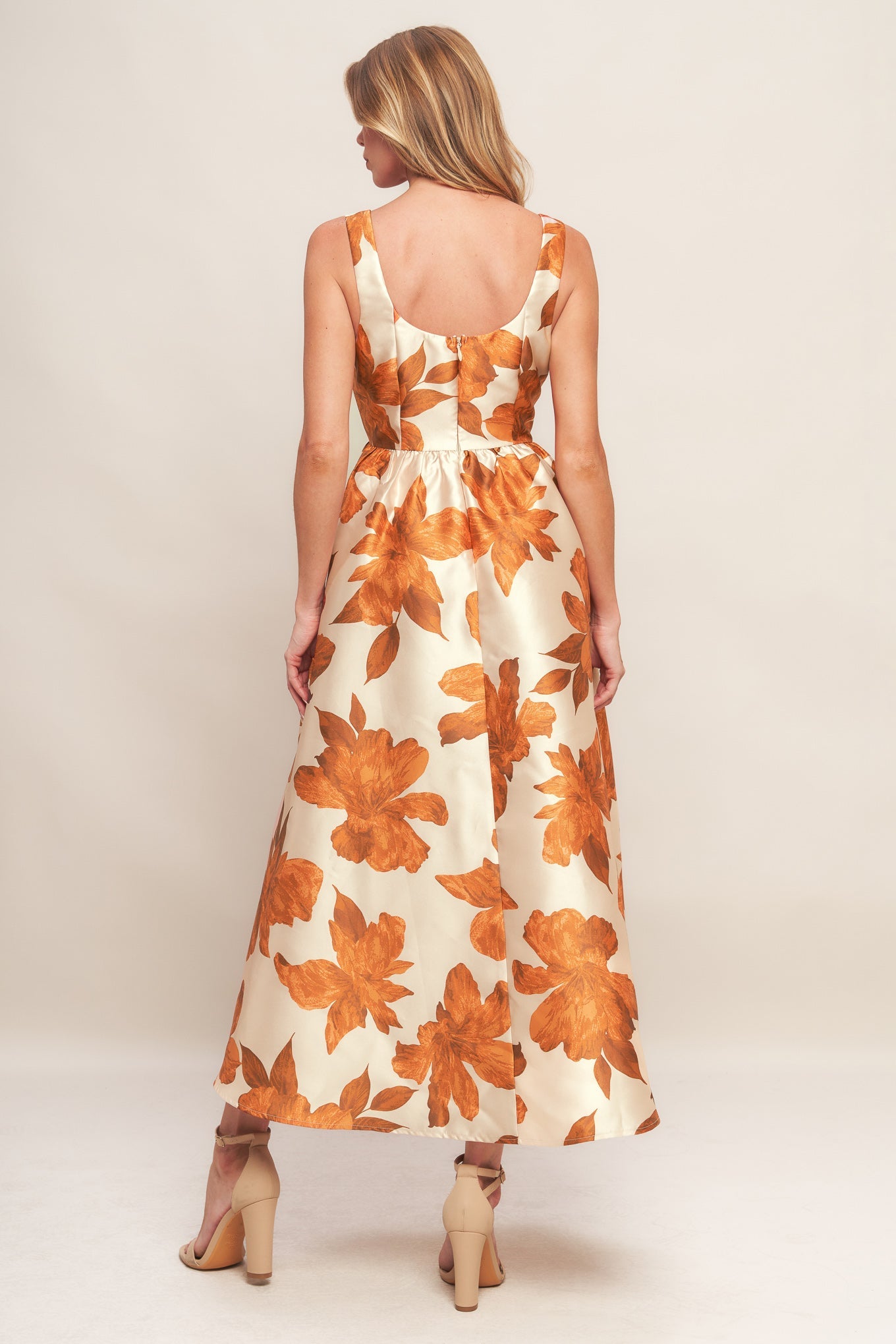 AUTUMNAL FLORAL WOVEN MIDI DRESS - MaraFormigone