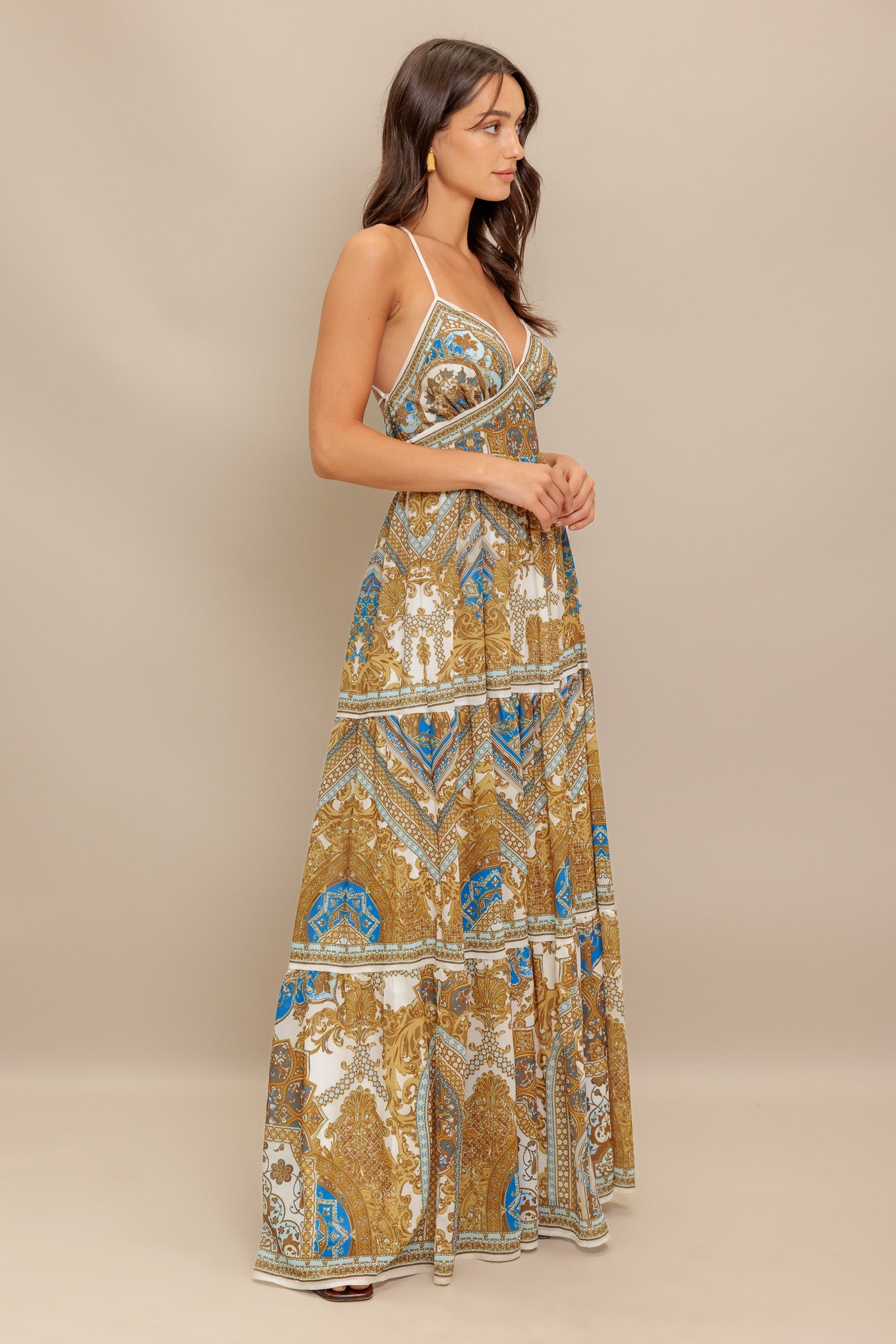 GOLDEN PALAZZO WOVEN MAXI DRESS - MaraFormigone