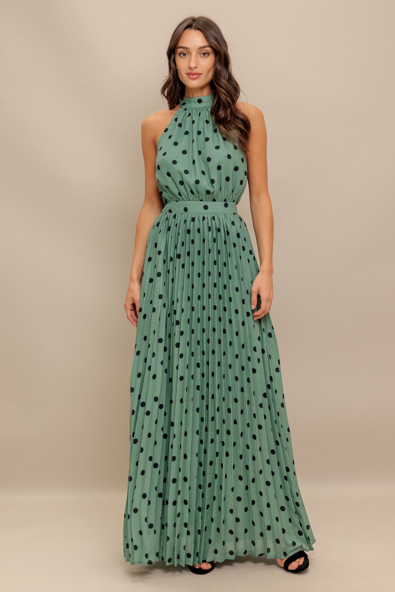 HALTER DOT GLOW WOVEN MAXI DRESS - MaraFormigone