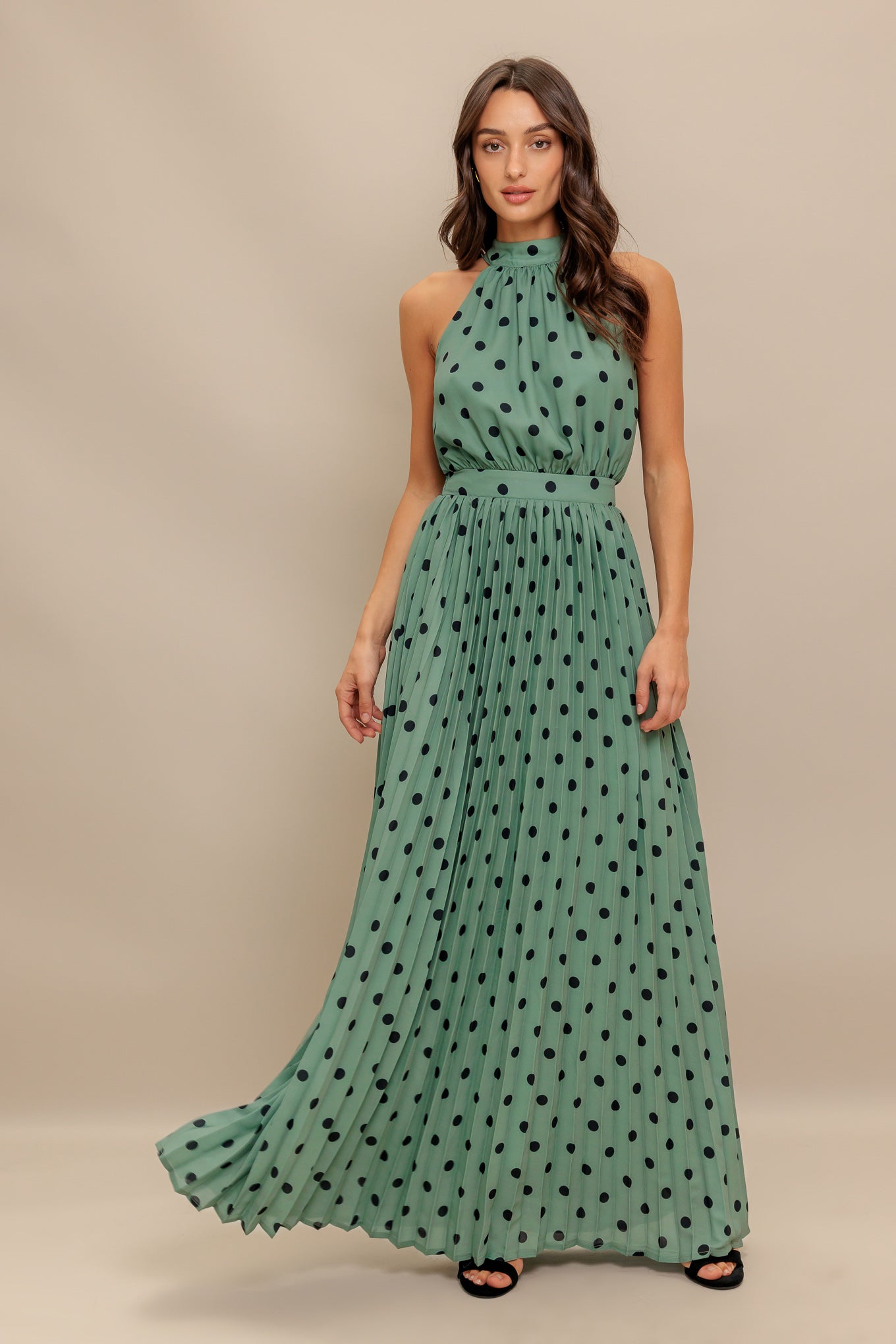 HALTER DOT GLOW WOVEN MAXI DRESS - MaraFormigone