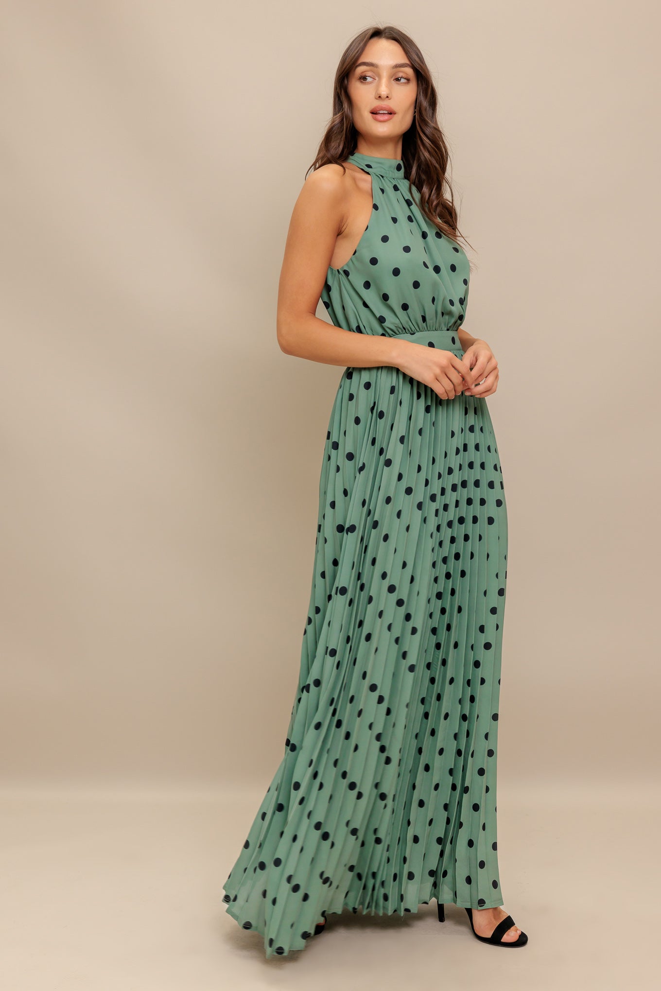HALTER DOT GLOW WOVEN MAXI DRESS - MaraFormigone