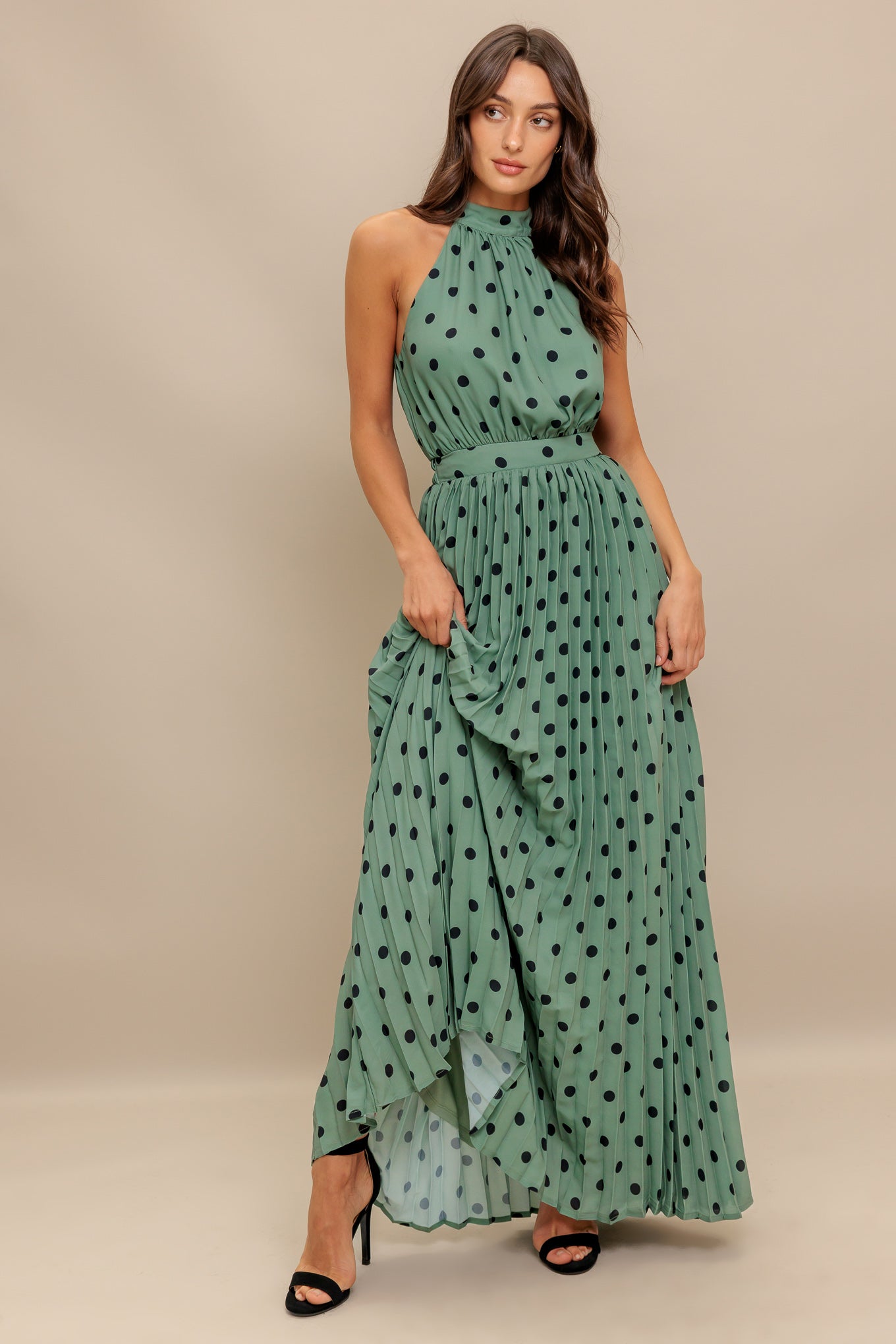 HALTER DOT GLOW WOVEN MAXI DRESS - MaraFormigone