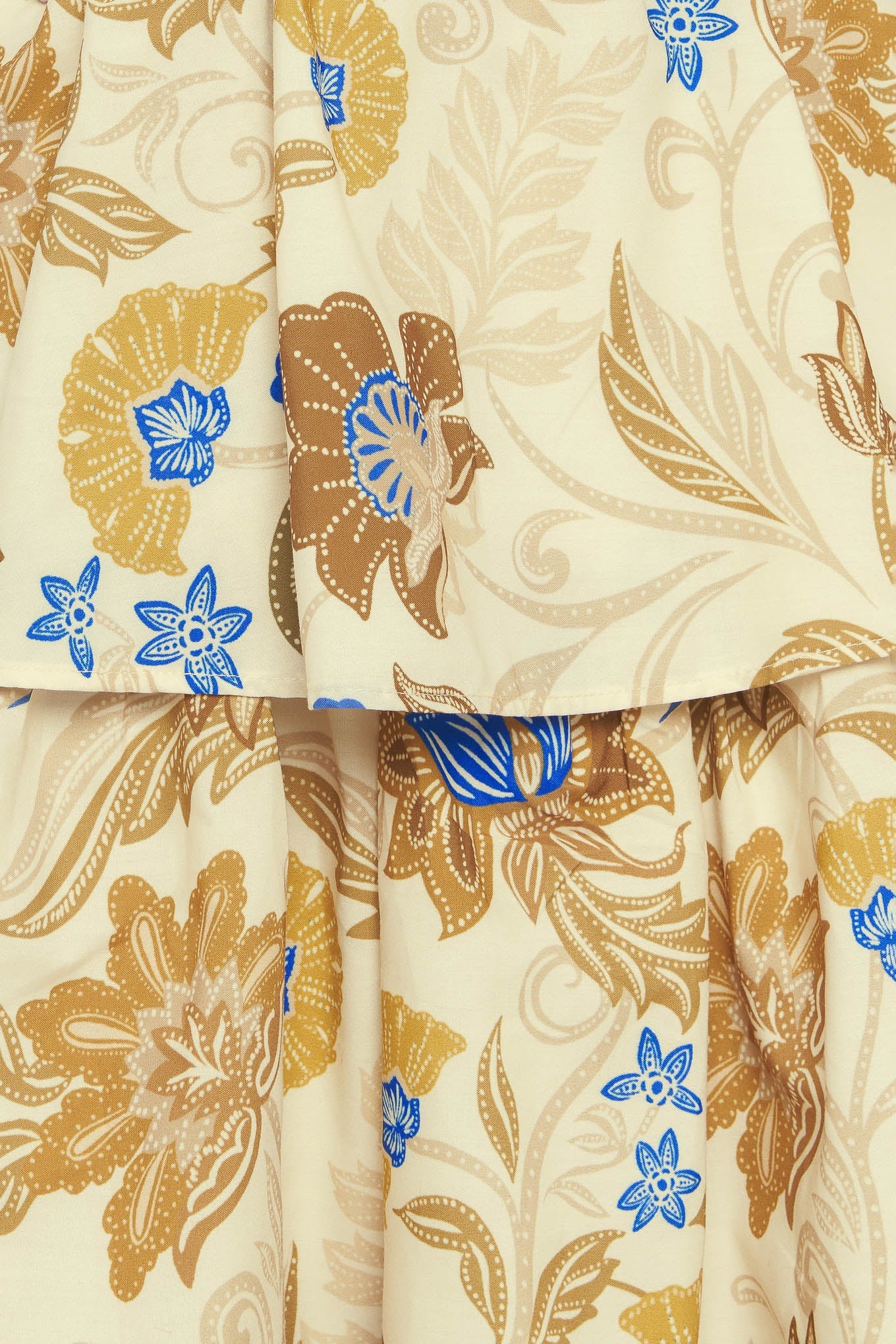 VESTIDO LONGO TECIDO FLOR DOURADA