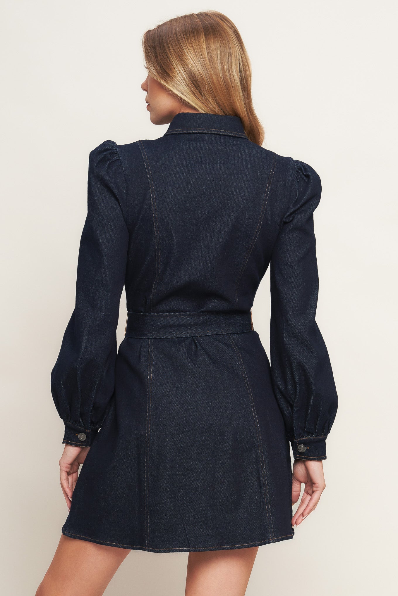 HOLIDAY DARK INDIGO DENIM MINI DRESS - MaraFormigone