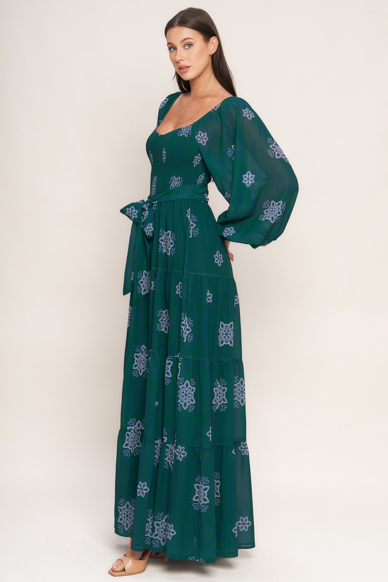 AZURE BOTANIQUE WOVEN MAXI DRESS - MaraFormigone