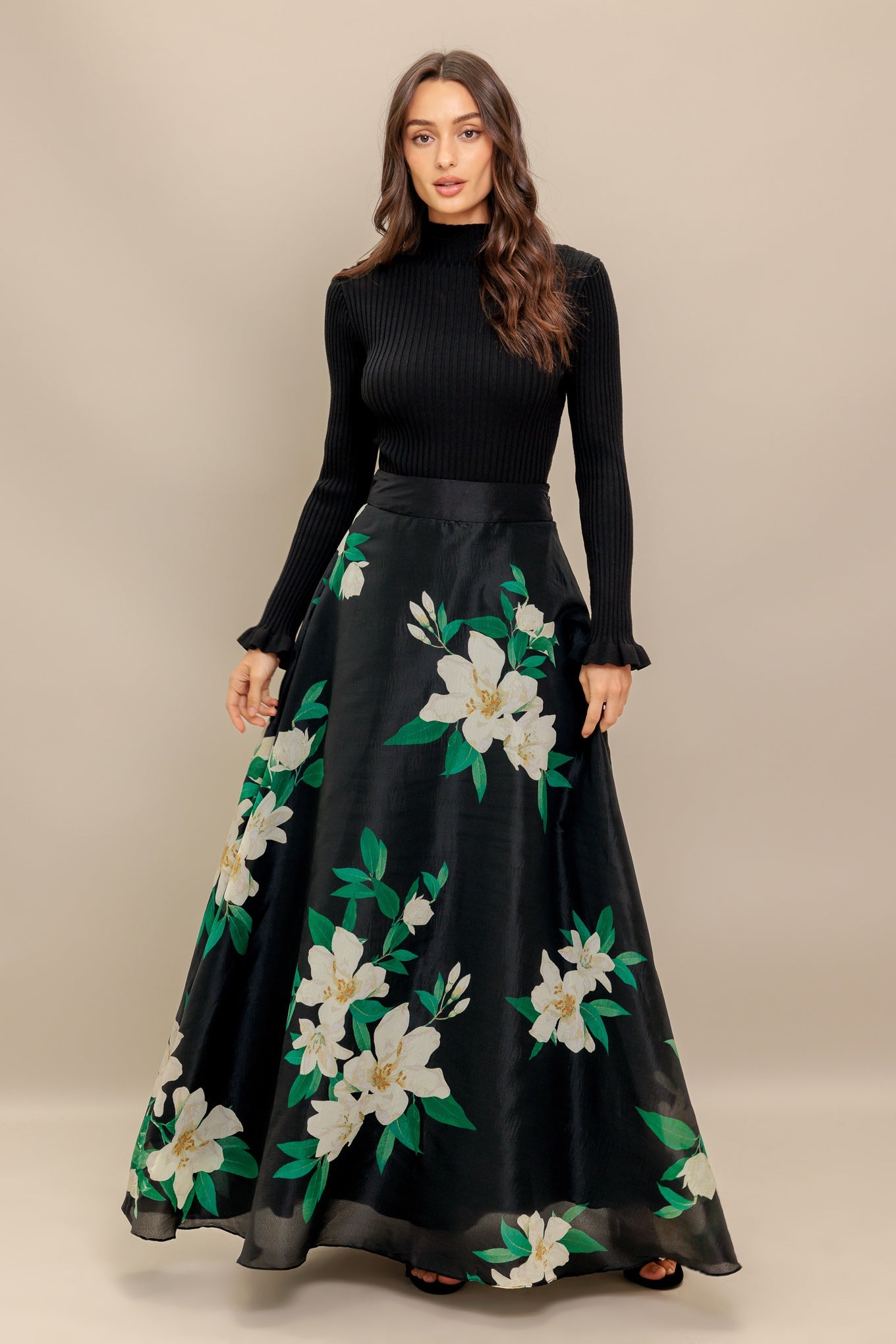 ELEGANT WILDFLOWER WOVEN MAXI SKIRT - MaraFormigone