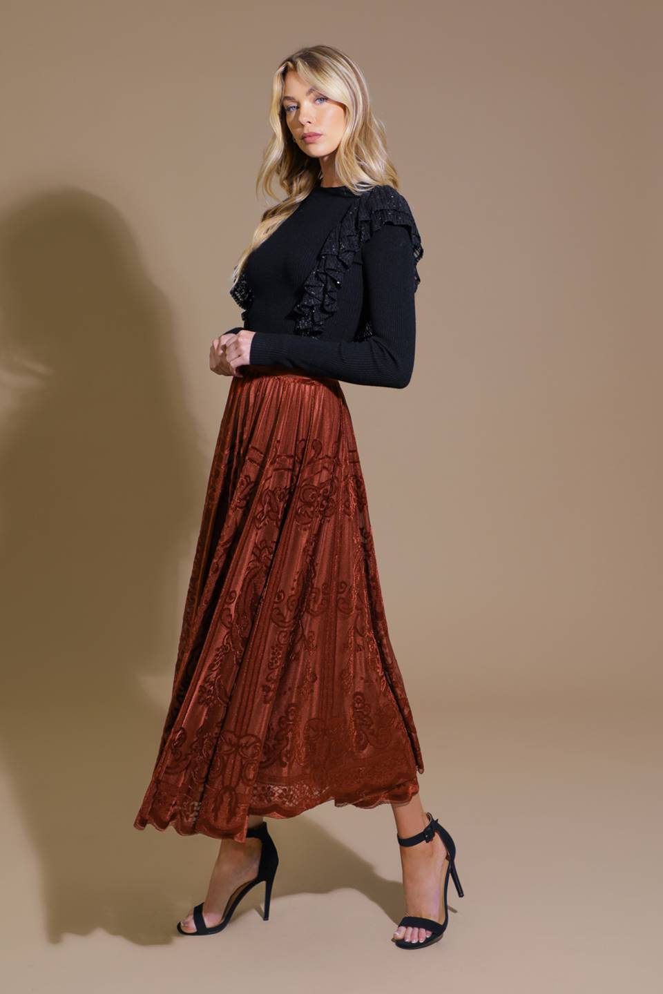 EASE MY MIND VELVET MIDI SKIRT - MaraFormigone