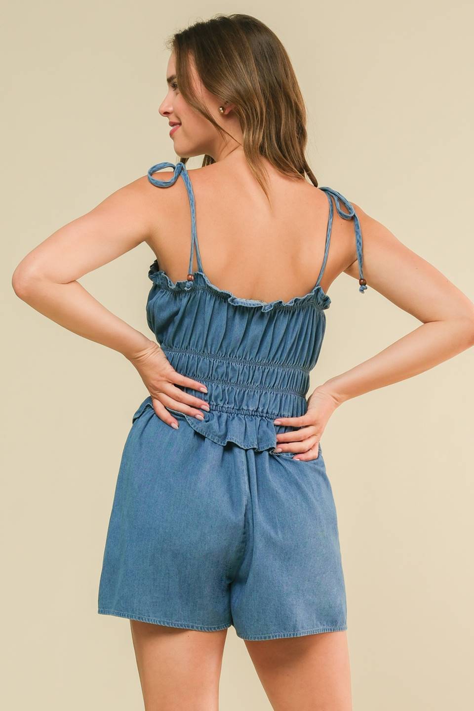 THRIVING ALL NIGHT DENIM ROMPER - MaraFormigone