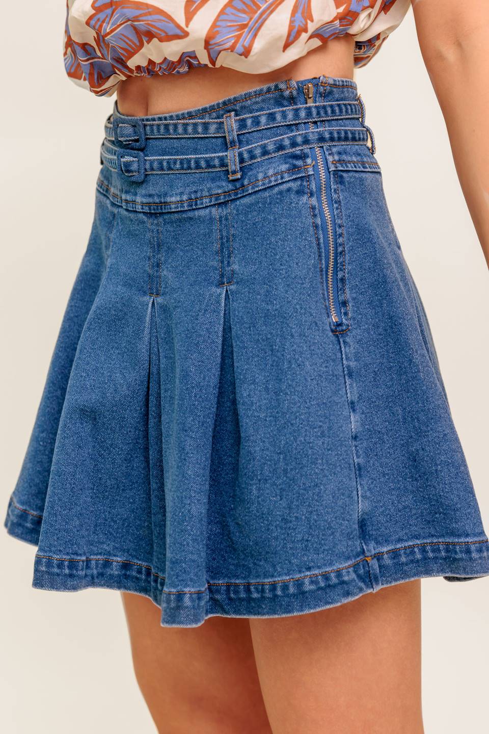 FALDA DREAMMIST MEDIANA DE DENIM ÍNDIGO