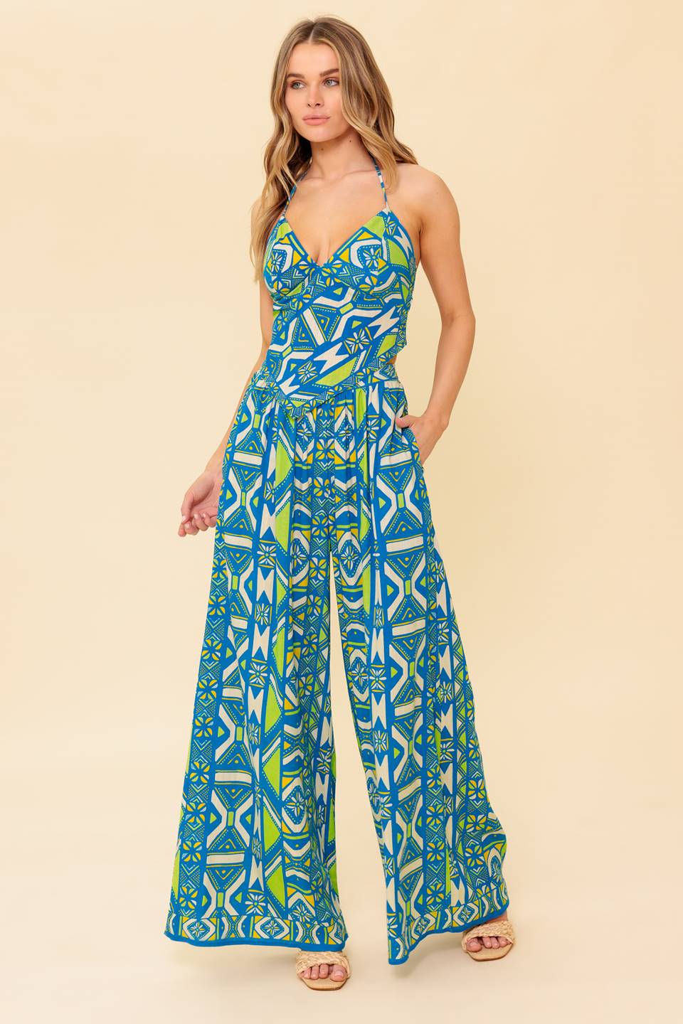 Conjunto de top y pantalón azul marino tejido STUN LIKE ME