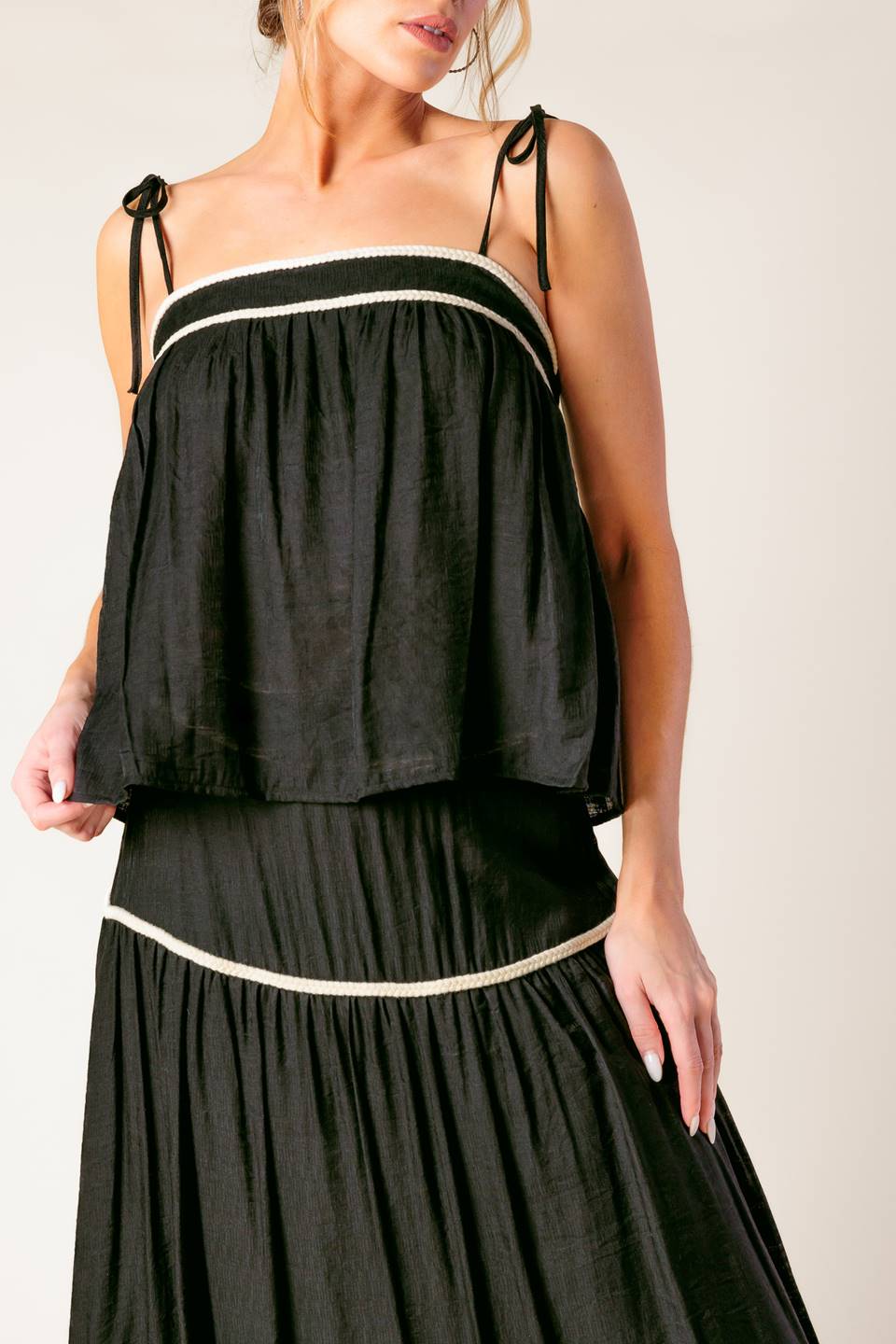 DIVIDE AND CONTOUR WOVEN TOP AND SKIRT SET - MaraFormigone