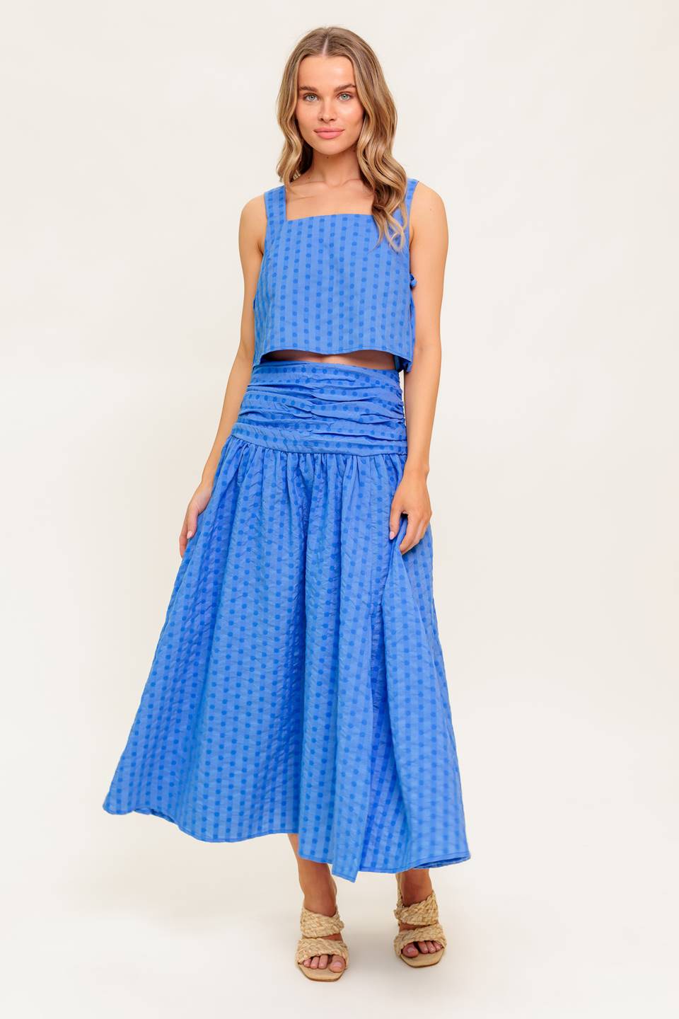 URBAN AFFAIR BLUE TOP AND SKIRT SET - MaraFormigone