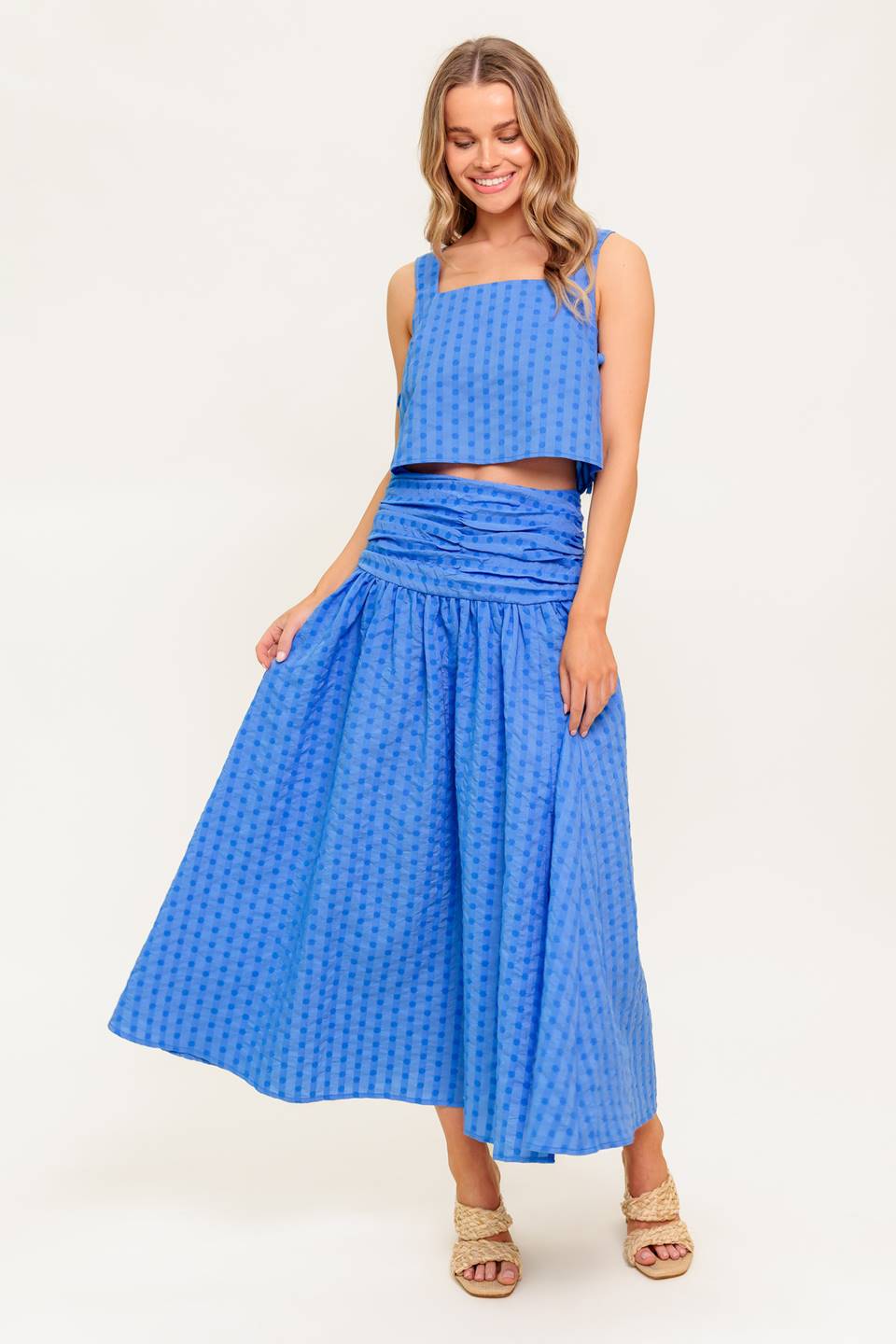 URBAN AFFAIR BLUE TOP AND SKIRT SET - MaraFormigone