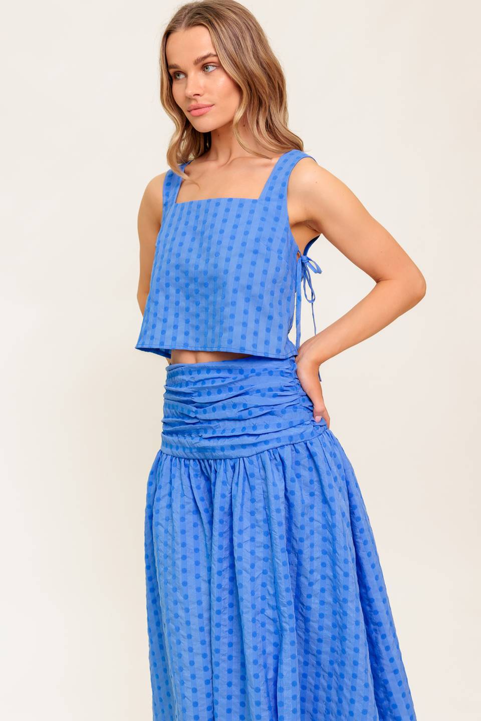 URBAN AFFAIR BLUE TOP AND SKIRT SET - MaraFormigone
