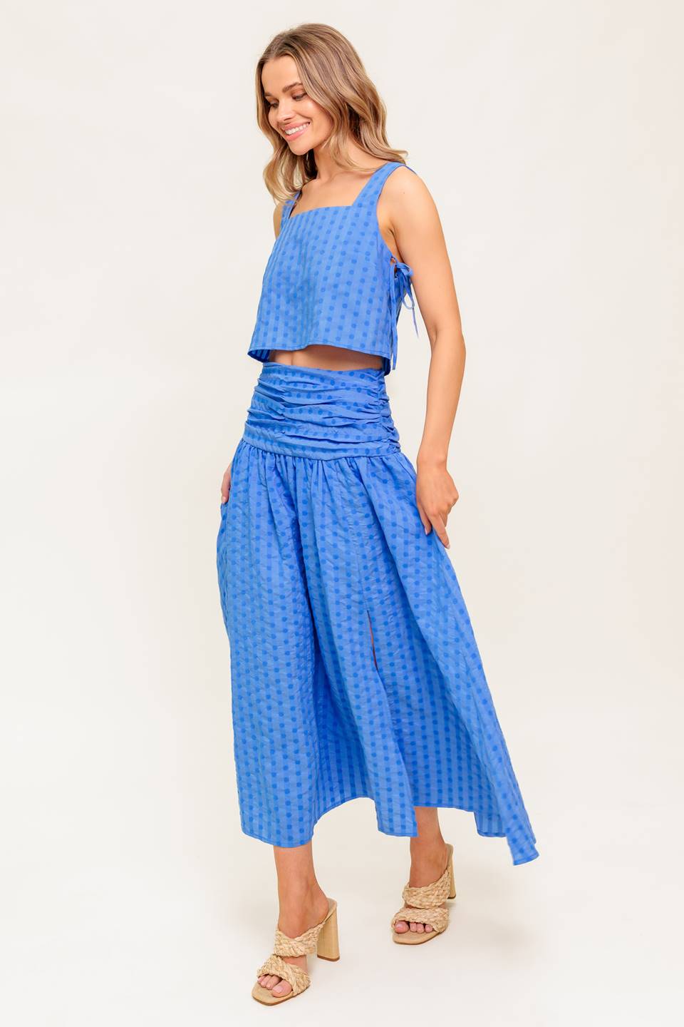 URBAN AFFAIR BLUE TOP AND SKIRT SET - MaraFormigone