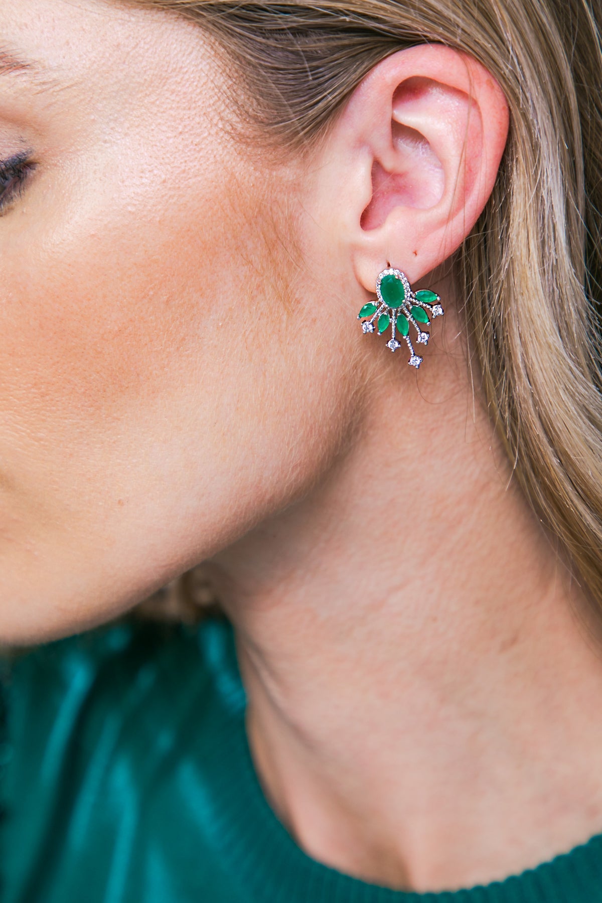 GREEN STARBURST FAN STUD EARRINGS - MaraFormigone