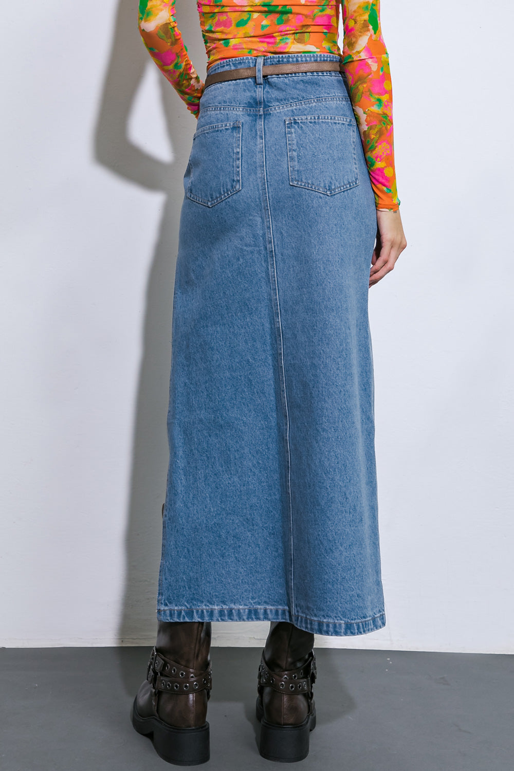 KEEP SHINING DENIM MIDI SKIRT - MaraFormigone