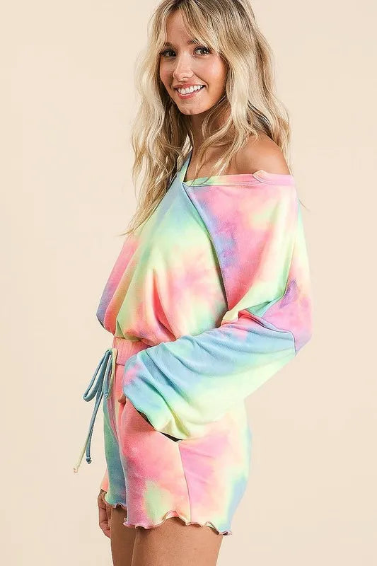 BiBi Tie Dye French Terry Top and Shorts Set.