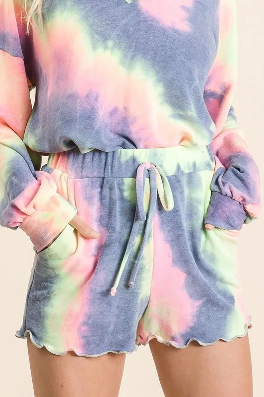 BiBi Tie Dye French Terry Top and Shorts Set.