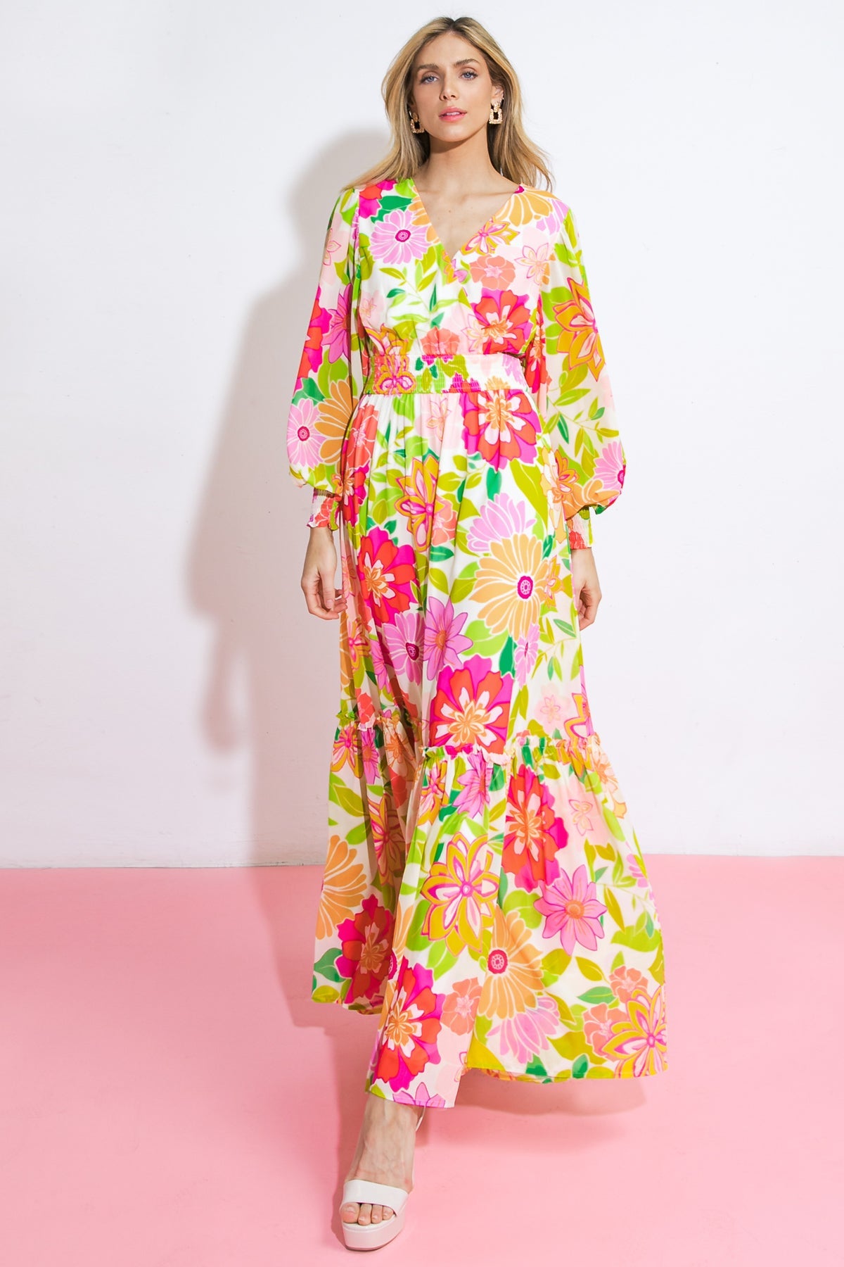 VESTIDO MAXI DE TECIDO TECIDO PARA IR À CIDADE