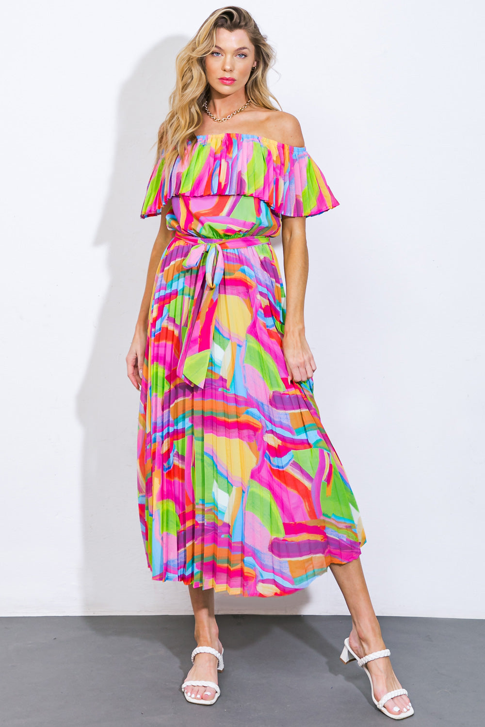 BLOSSOM BOULEVARD WOVEN MIDI DRESS - MaraFormigone