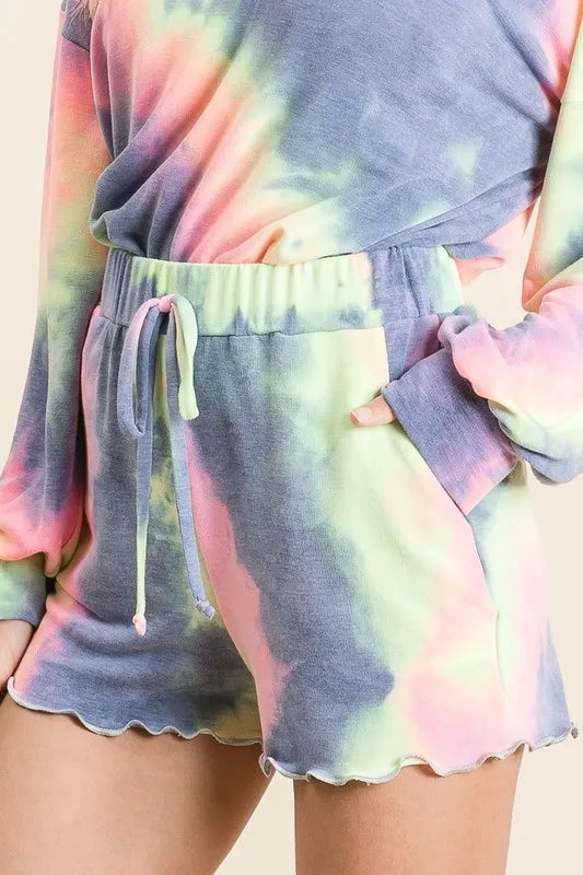 BiBi Tie Dye French Terry Top and Shorts Set.