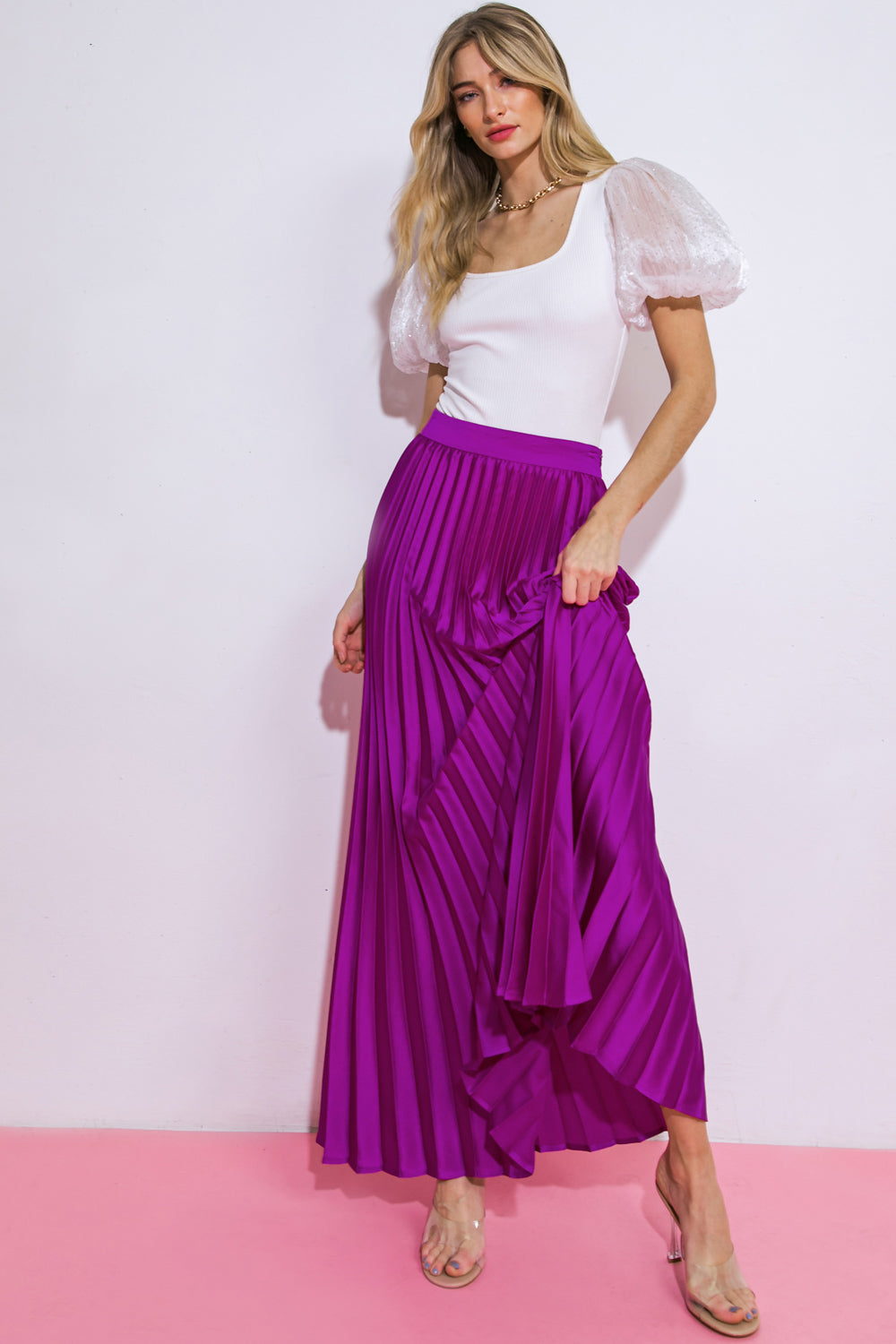 WONDERFUL WISHES SATIN MAXI SKIRT - MaraFormigone