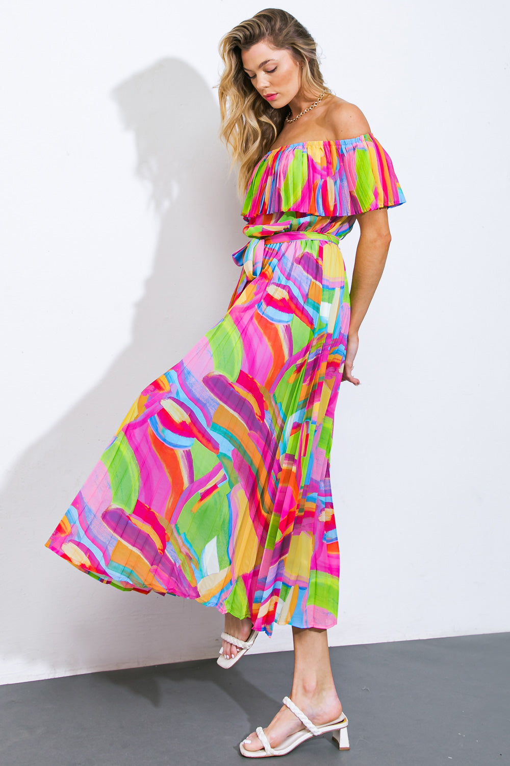 BLOSSOM BOULEVARD WOVEN MIDI DRESS - MaraFormigone