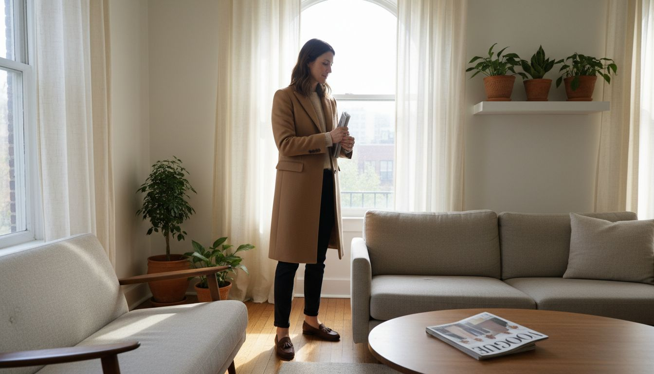 Quiet luxury scene in elegant apartment