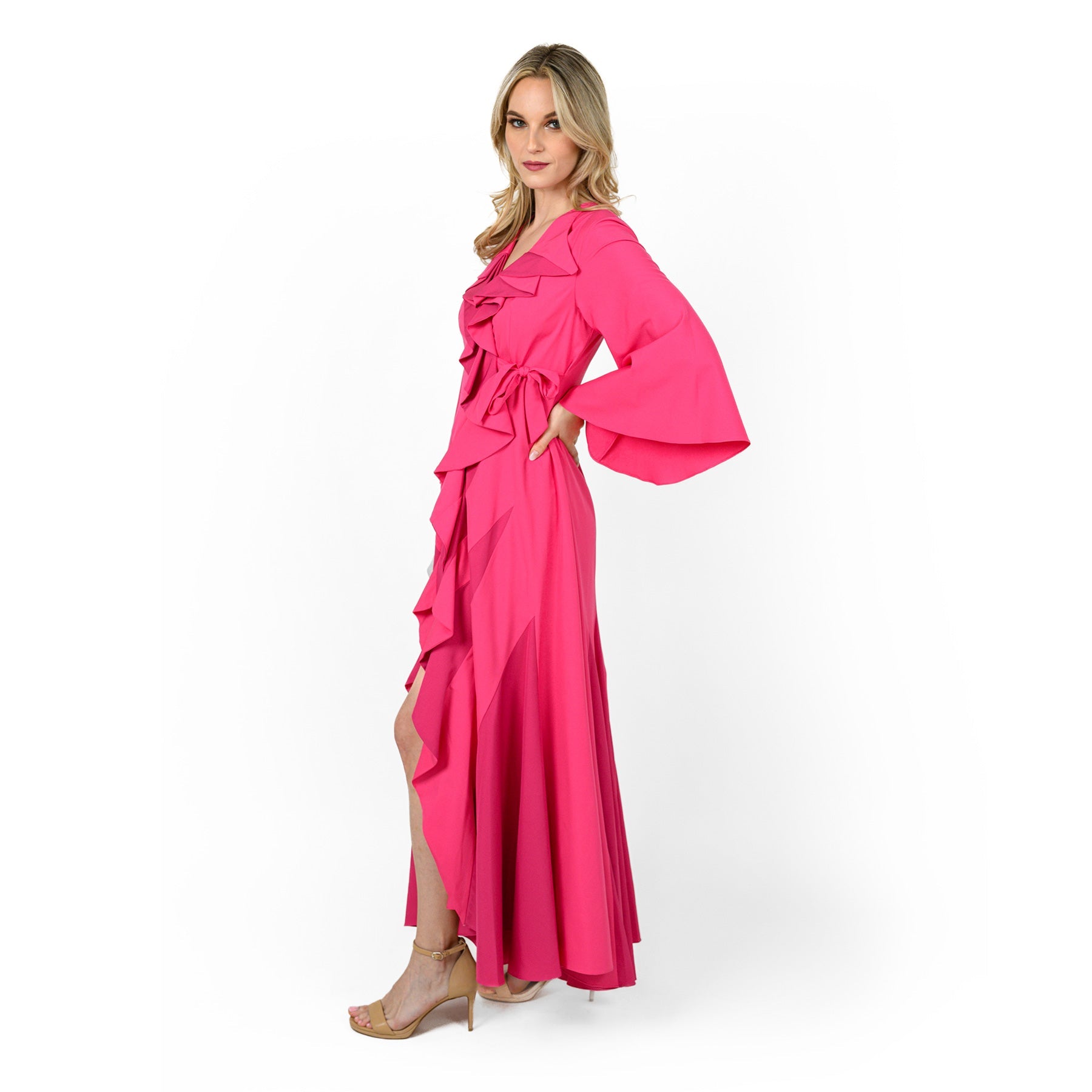 Godetted Cascading Front Maxi Dress - MaraFormigone