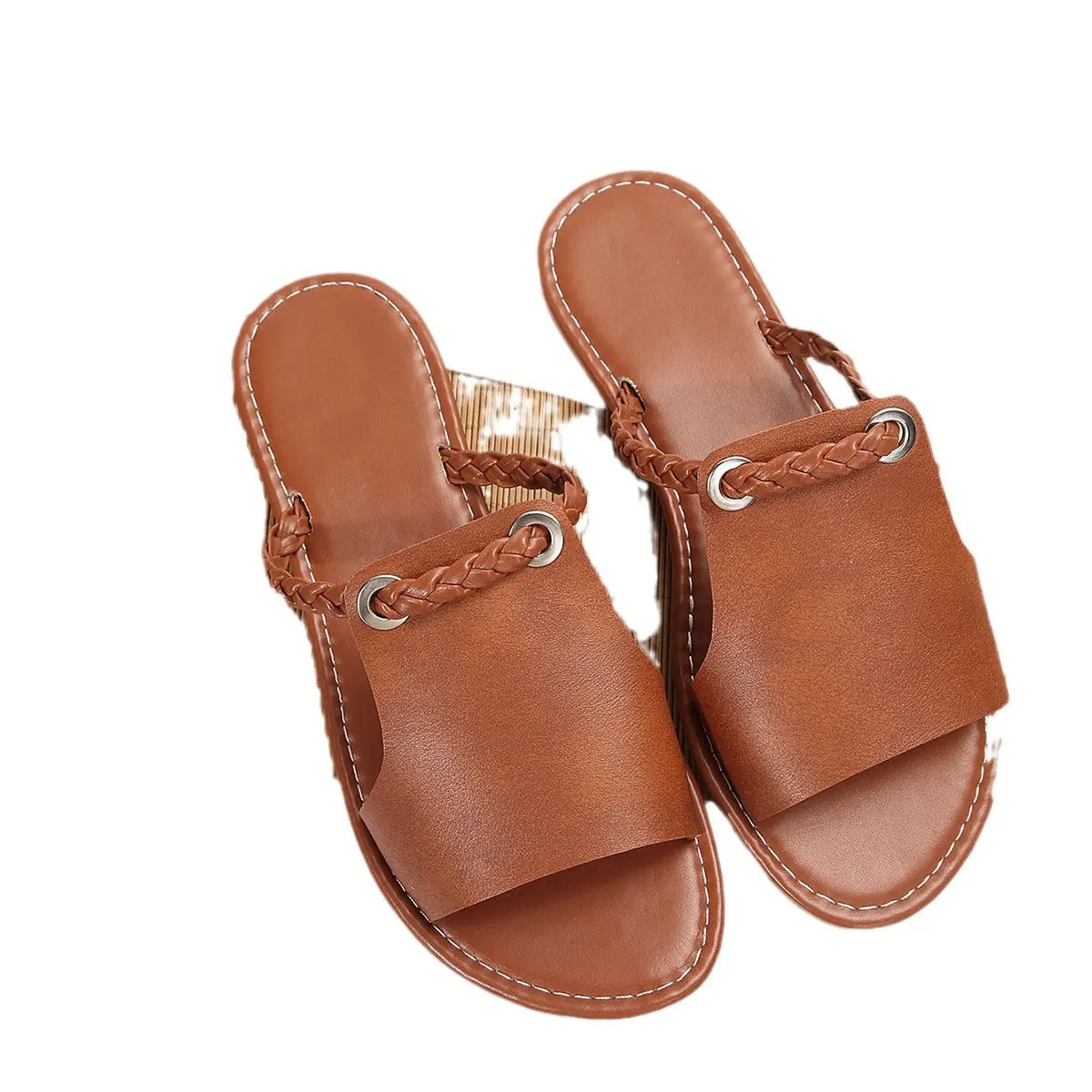 Pure Color Woven Simple Daily Beach Slippers - MaraFormigone