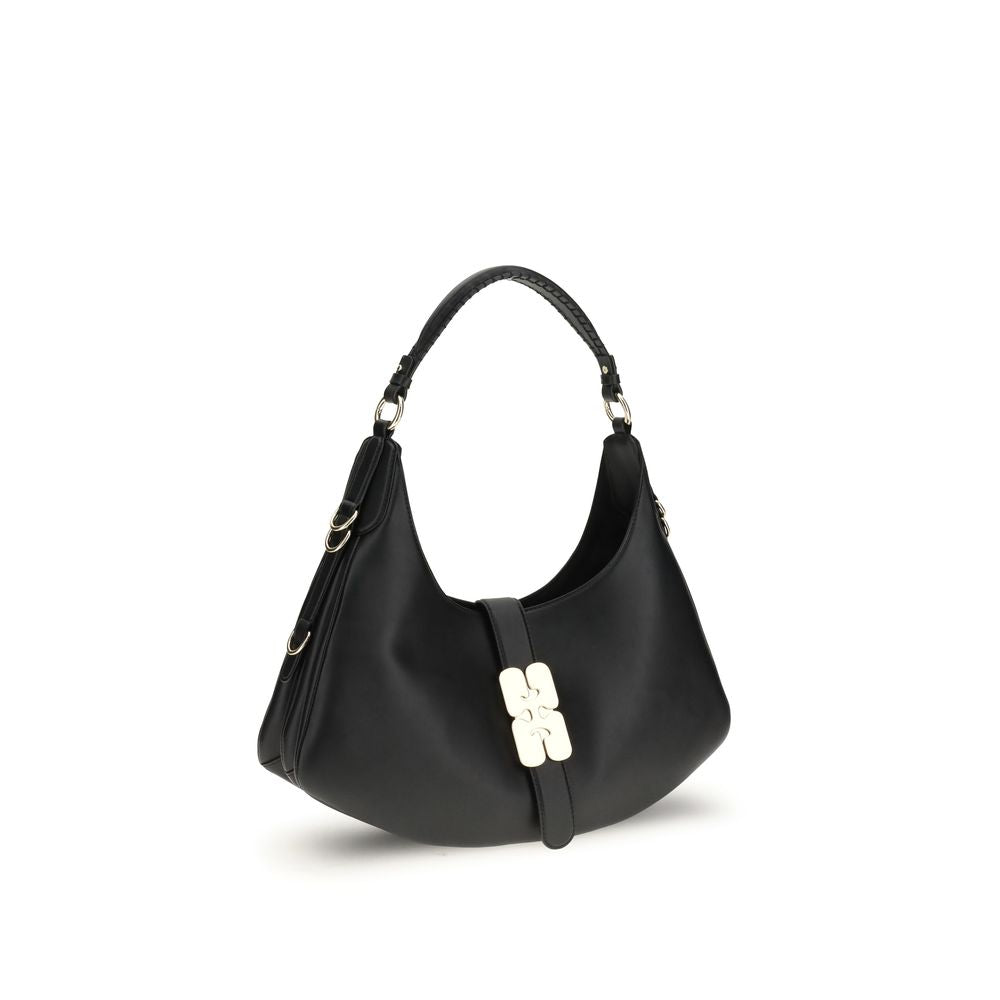 Ganni Black Calf Leather Bos Taurus Shoulder Bag