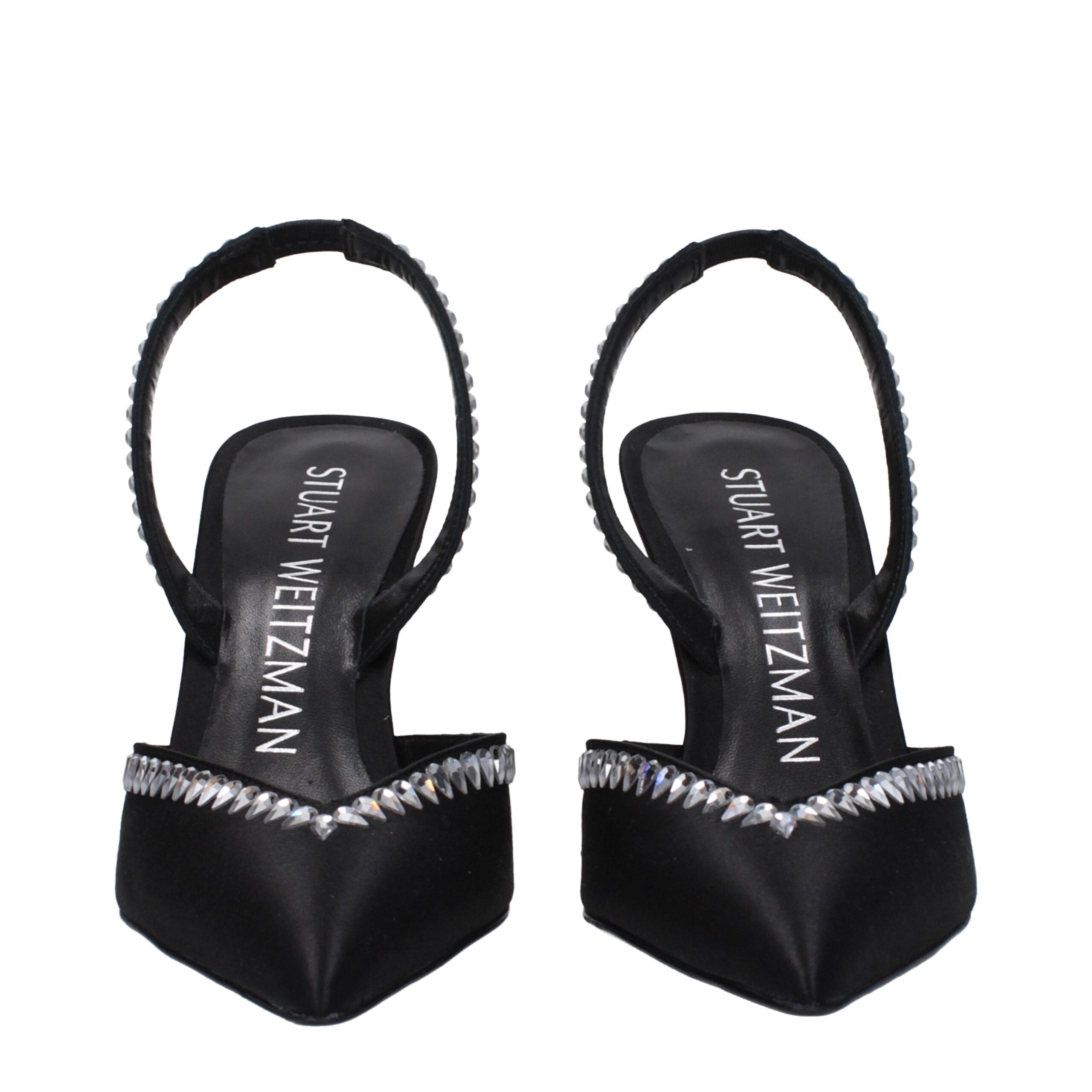 Stuart Weitzman Black Satin Stiletto Heel Sandals