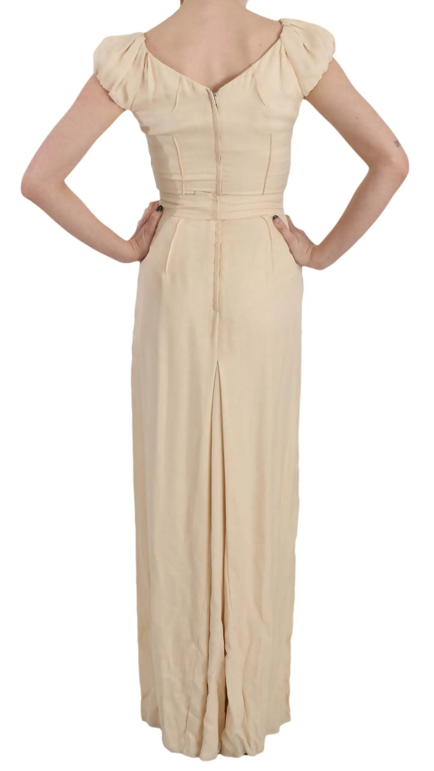 Dolce & Gabbana Silk Column Garterized Sleeve Gown Dolce & Gabbana