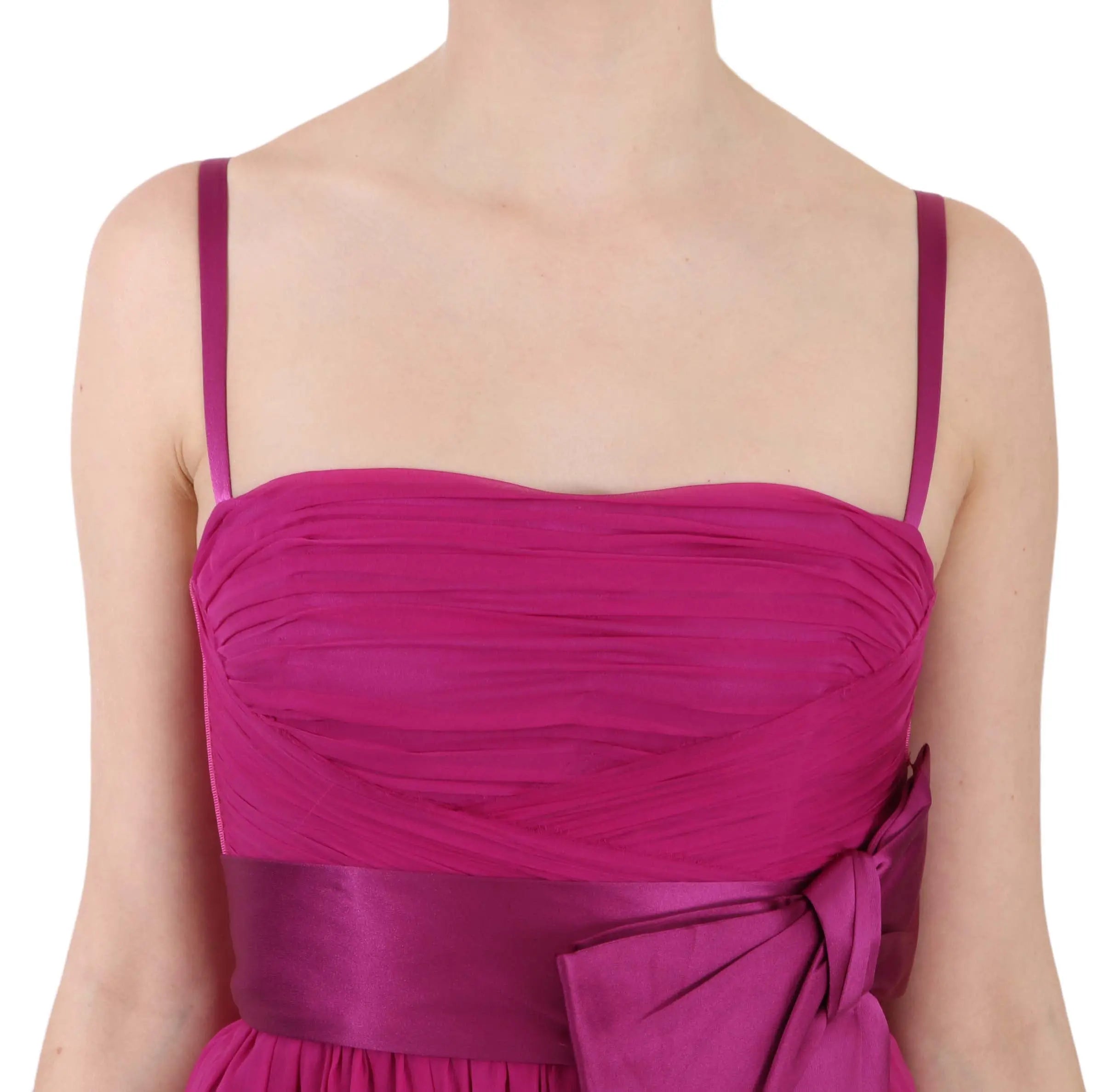 Dolce & Gabbana Elegant Fuchsia Pink Silk Bow Front Dress Dolce & Gabbana