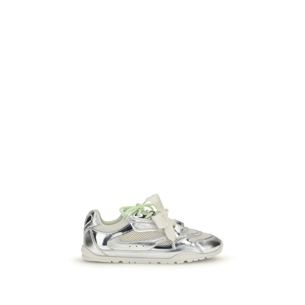 PINKO Silver Polyamide Athletic Sneakers