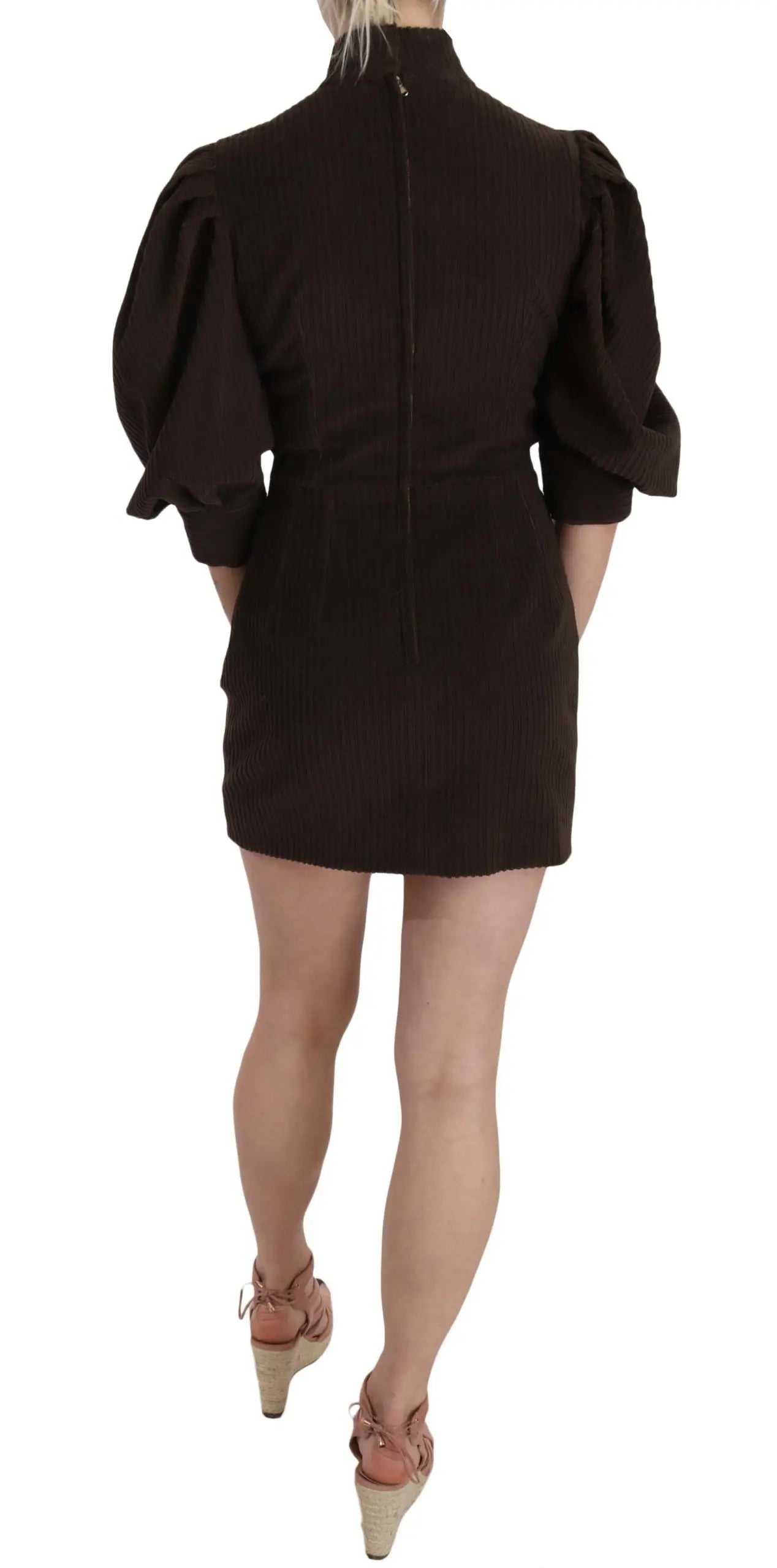 Dolce & Gabbana Chic Brown Corduroy Bodycon Mini Dress Dolce & Gabbana